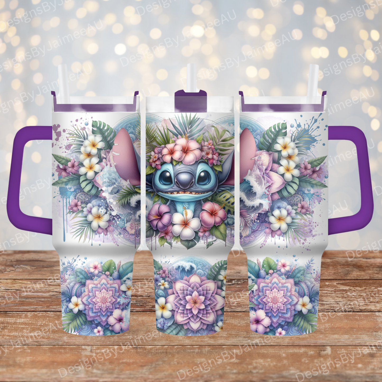 Stitch Tropical Purple Oceans 40oz Digital Sublimation Tumbler Wrap