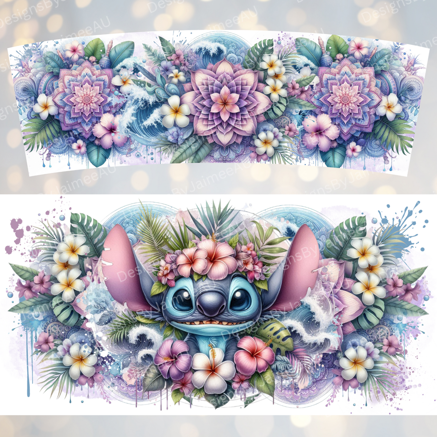 Stitch Tropical Purple Oceans 40oz Digital Sublimation Tumbler Wrap