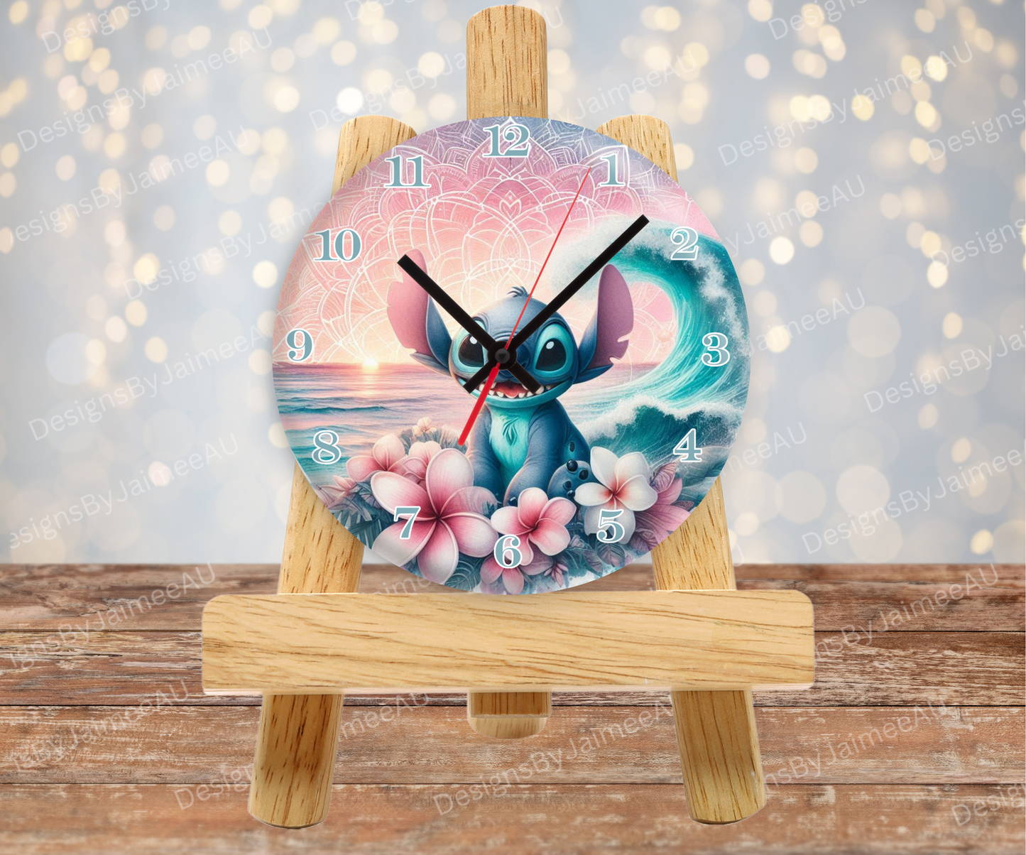 Stitch - Pink and Aqua Sunset #1 Digital Sublimation Clock Design