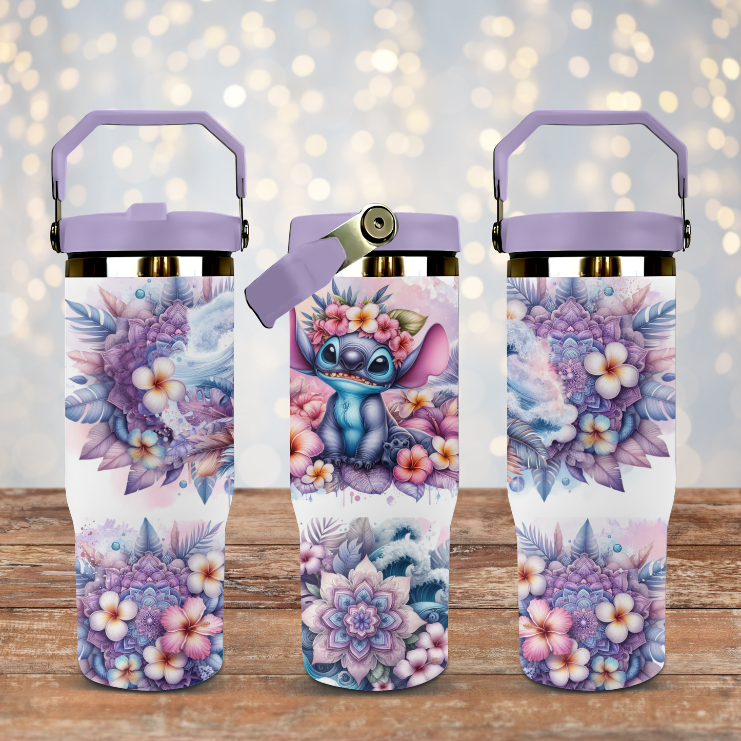 Tropical Stitch - Purples/Blues - Digital 30oz Sublimation Tumbler Wrap