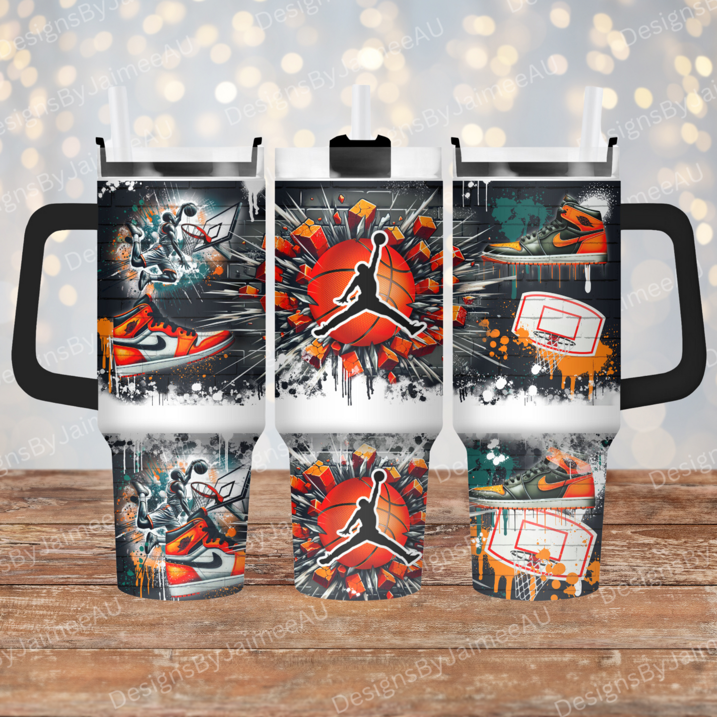 Graffiti Inspired Basketball- 40oz Digital Sublimation Tumbler Wrap