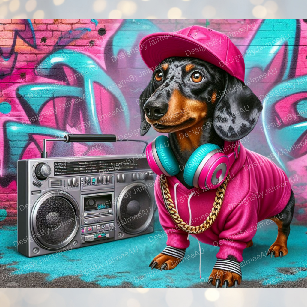 Hip Hop Dachshund Digital 20oz Sublimation Tumbler Wrap