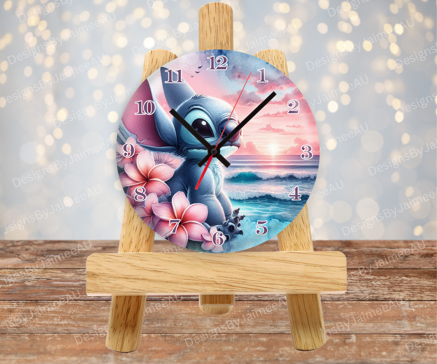 Stitch - Pink and Aqua Sunset #2 Digital Sublimation Clock Design