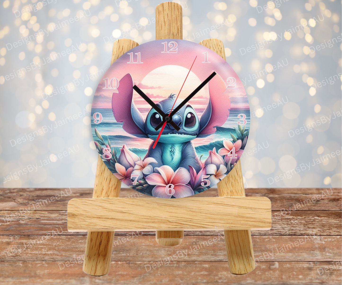Stitch - Pink and Aqua Sunset #3 Digital Sublimation Clock Design