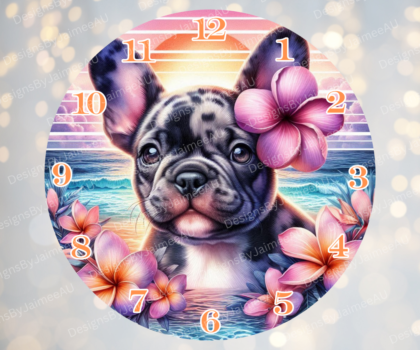 Summer Frenchie #1 Digital Sublimation Clock Design