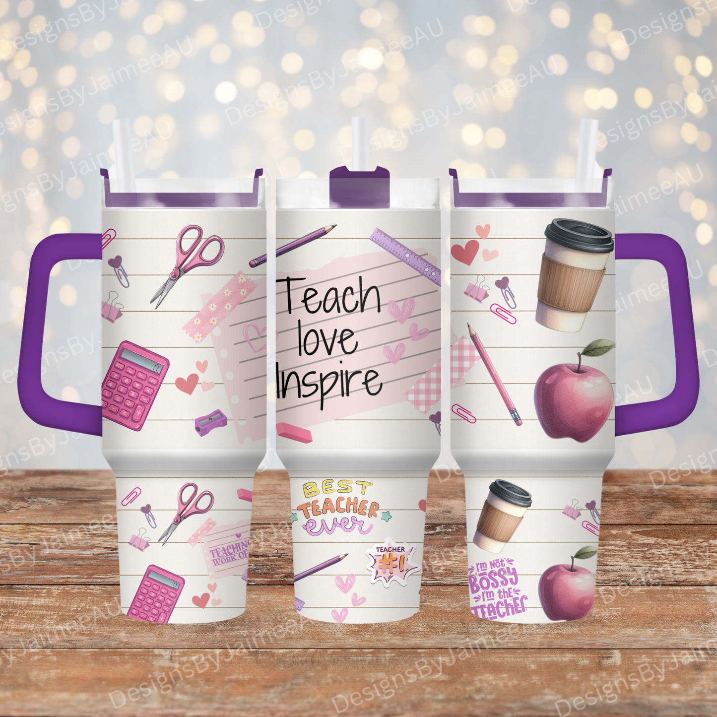 Teach Love Inspire - Teacher Designs - (Full Wrap) 40oz Digital Sublimation Tumbler Wrap