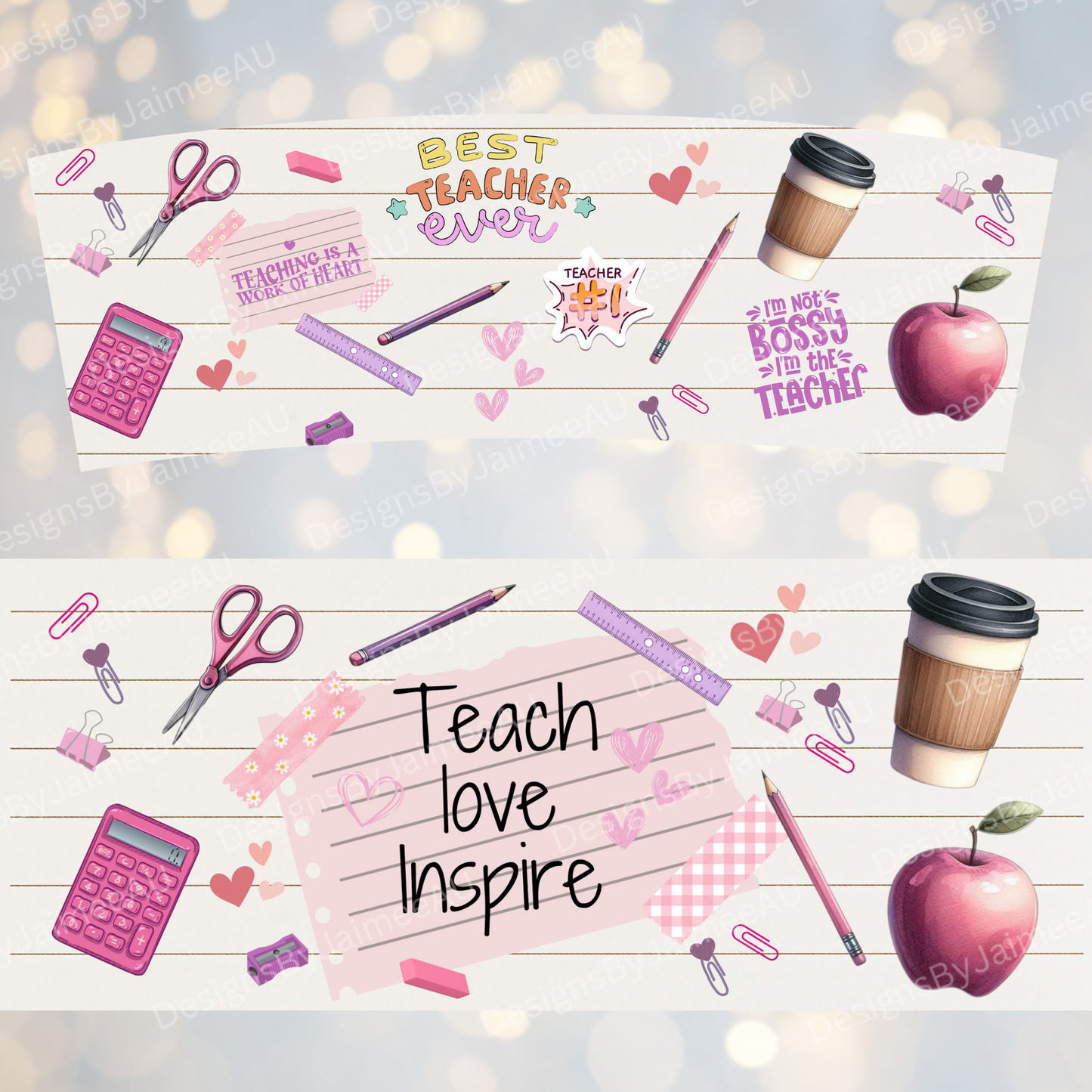 Teach Love Inspire - Teacher Designs - (Full Wrap) 40oz Digital Sublimation Tumbler Wrap