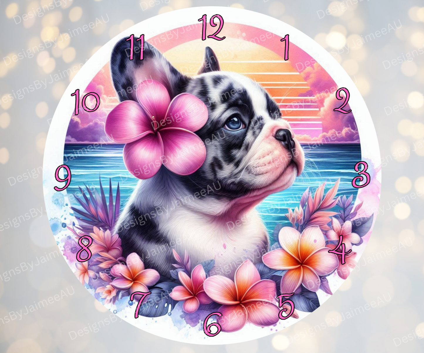 Summer Frenchie #2 Digital Sublimation Clock Design