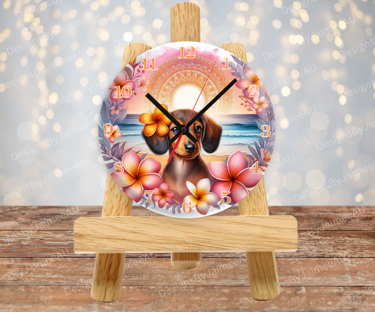 Summer Dachshund #3 Digital Sublimation Clock Design