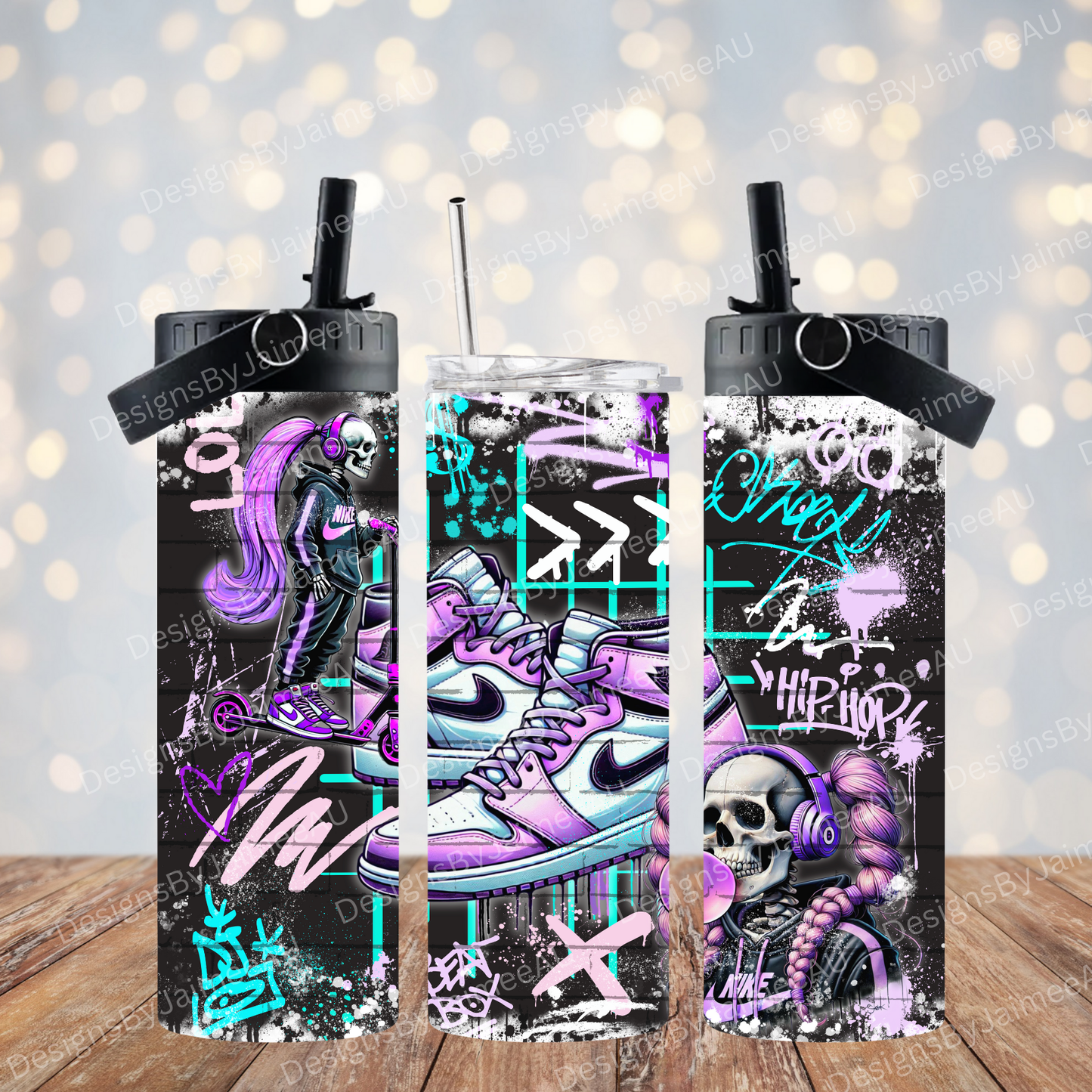 Purple Graffiti Styled Skeleton - Digital 20oz Sublimation Tumbler Wrap
