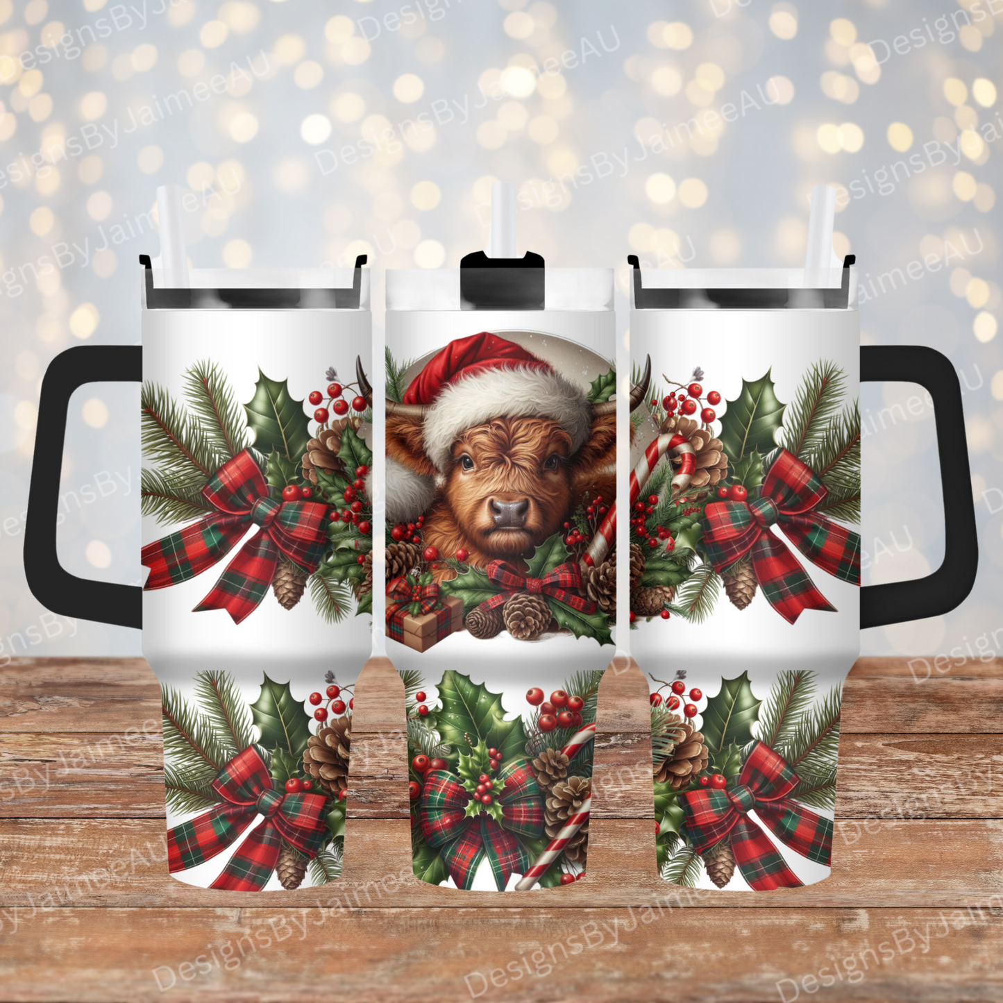 Christmas Highland Cow 40oz Digital Sublimation Tumbler Wrap
