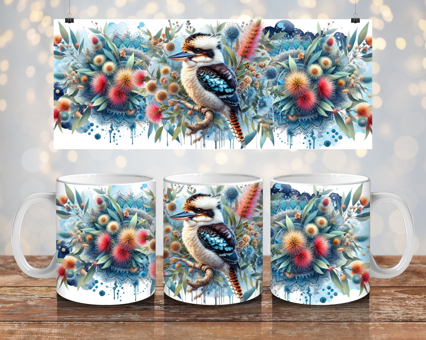 Blue Kookaburra - Digital 11oz Sublimation Coffee Mug Design