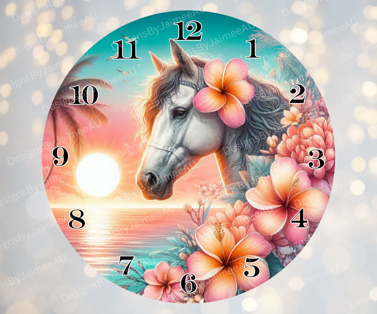 Summer Horse #6 Digital Sublimation Clock Design