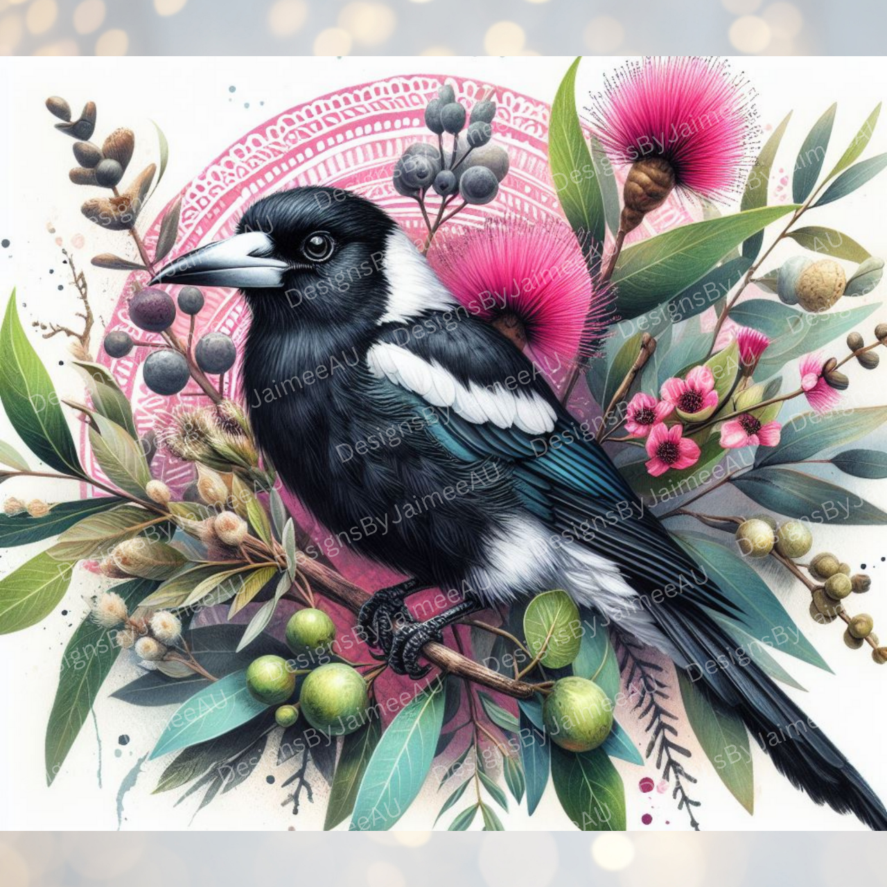 Pinky magpie Digital 20oz Sublimation Tumbler Wrap
