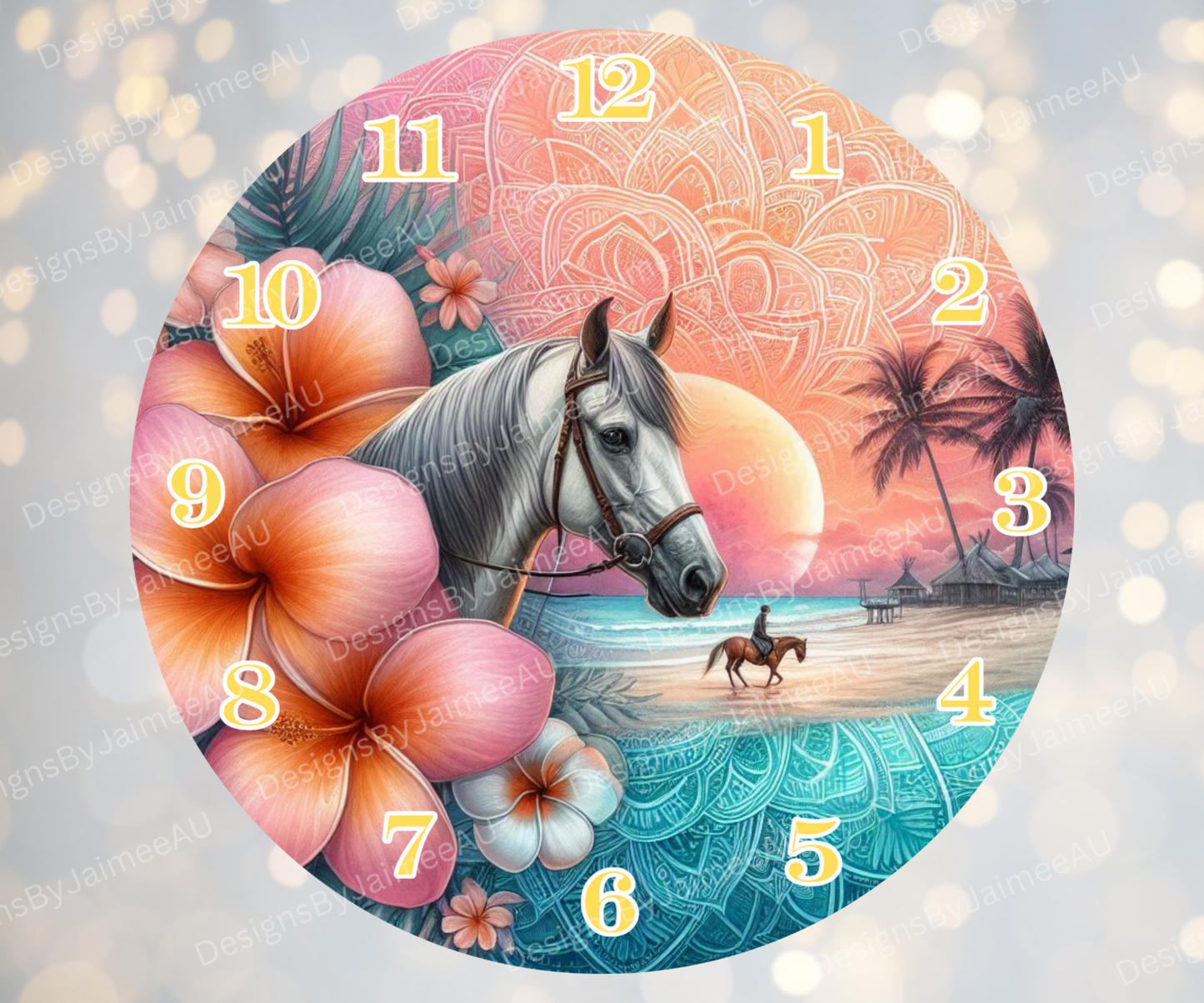 Summer Horse #5 Digital Sublimation Clock Design