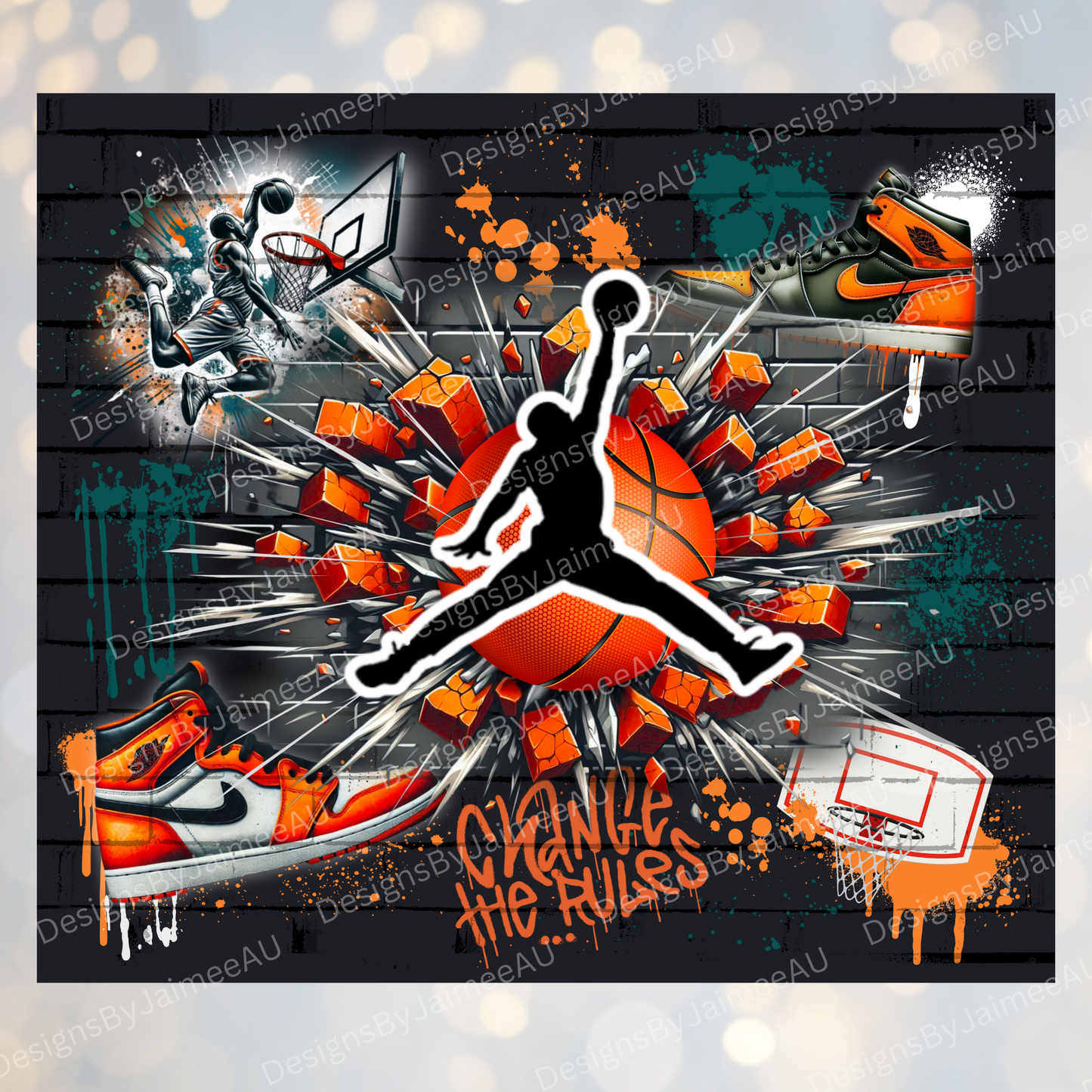 Graffiti Inspired Basketball Digital 20oz Sublimation Tumbler Wrap