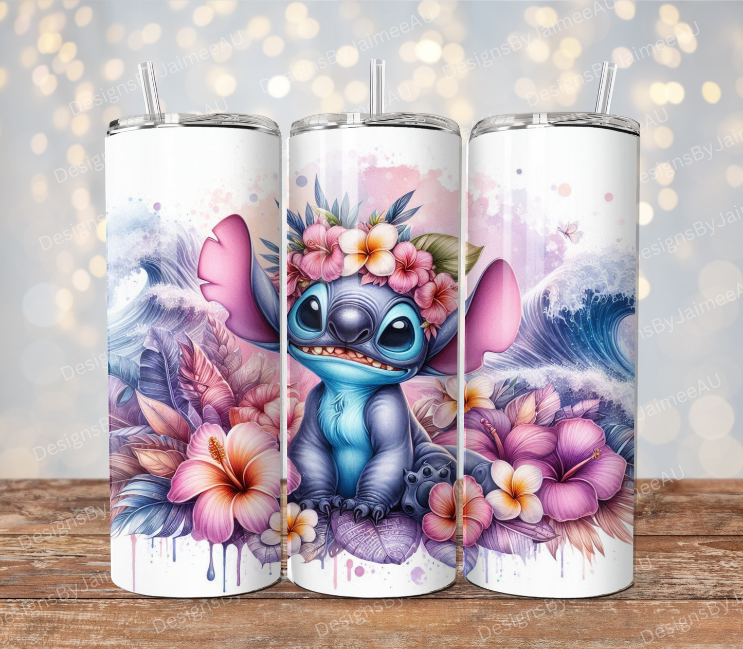 Pastel Purples and Pink Tropical Stitch #2 Digital 20oz Sublimation Tumbler Wrap