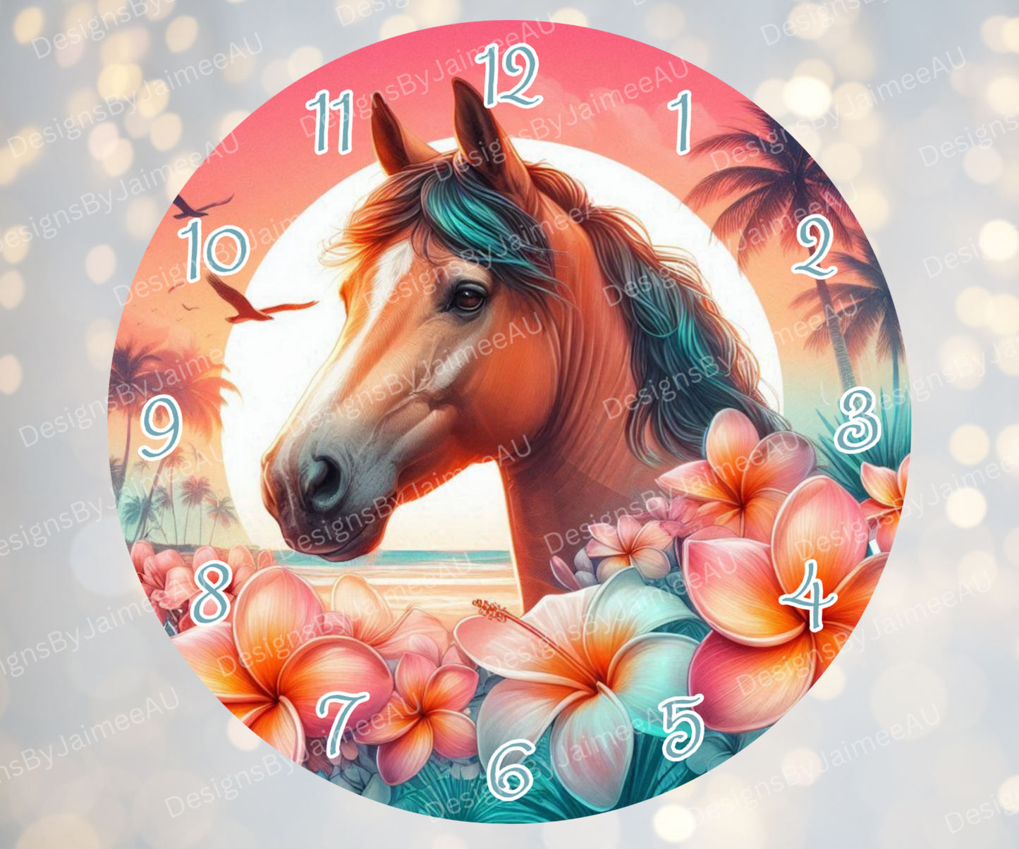 Summer Horse #4 Digital Sublimation Clock Design
