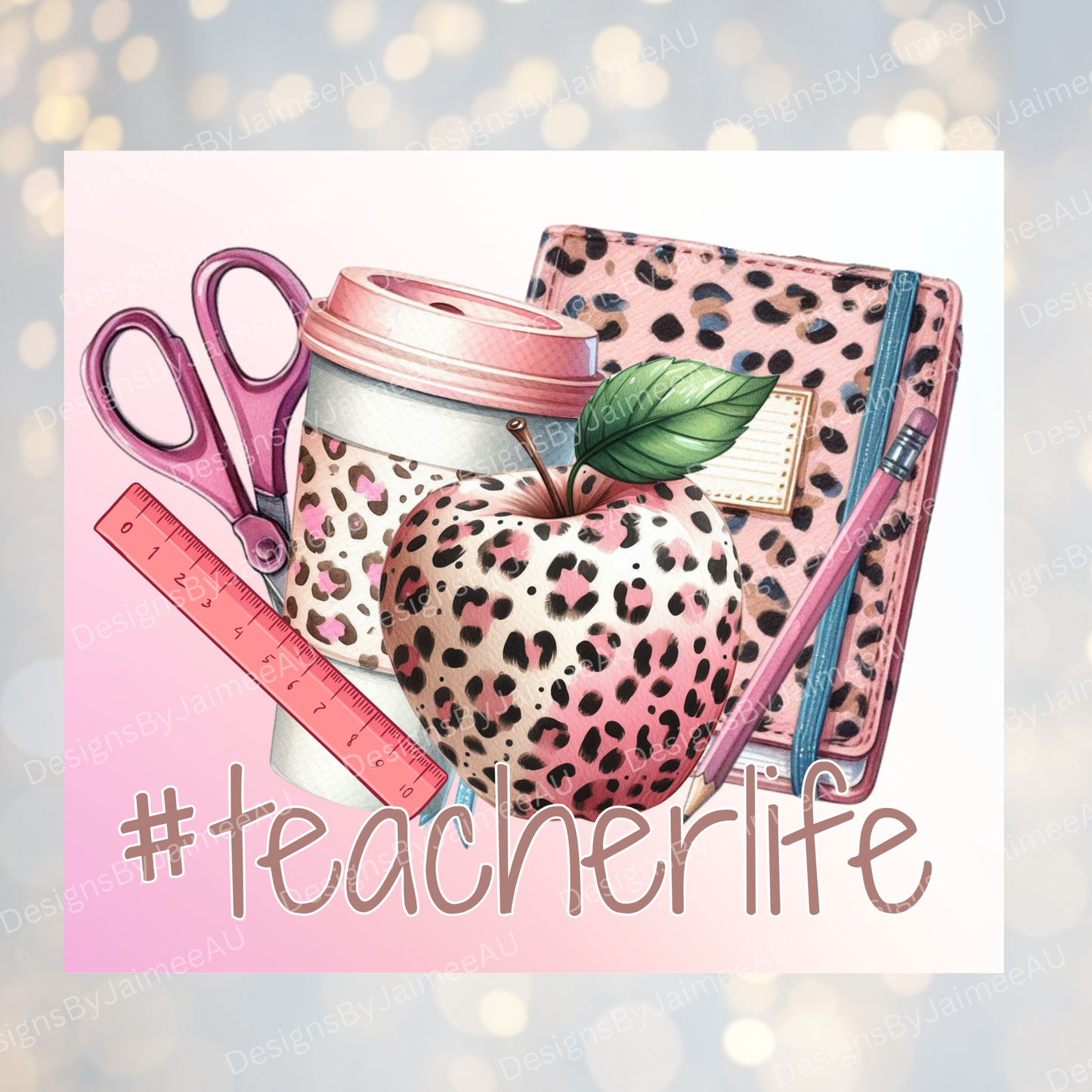 " #TeacherLife" Teacher Design Digital 20oz Sublimation Tumbler Wrap