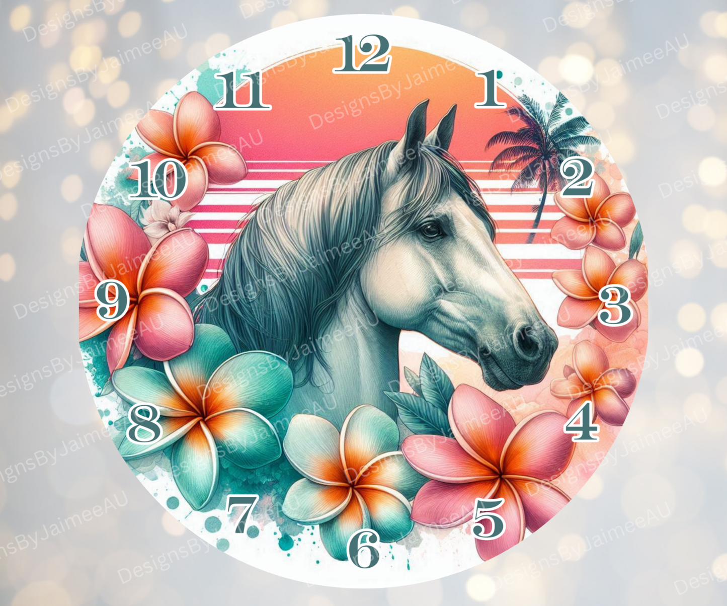 Summer Horse #3 Digital Sublimation Clock Design