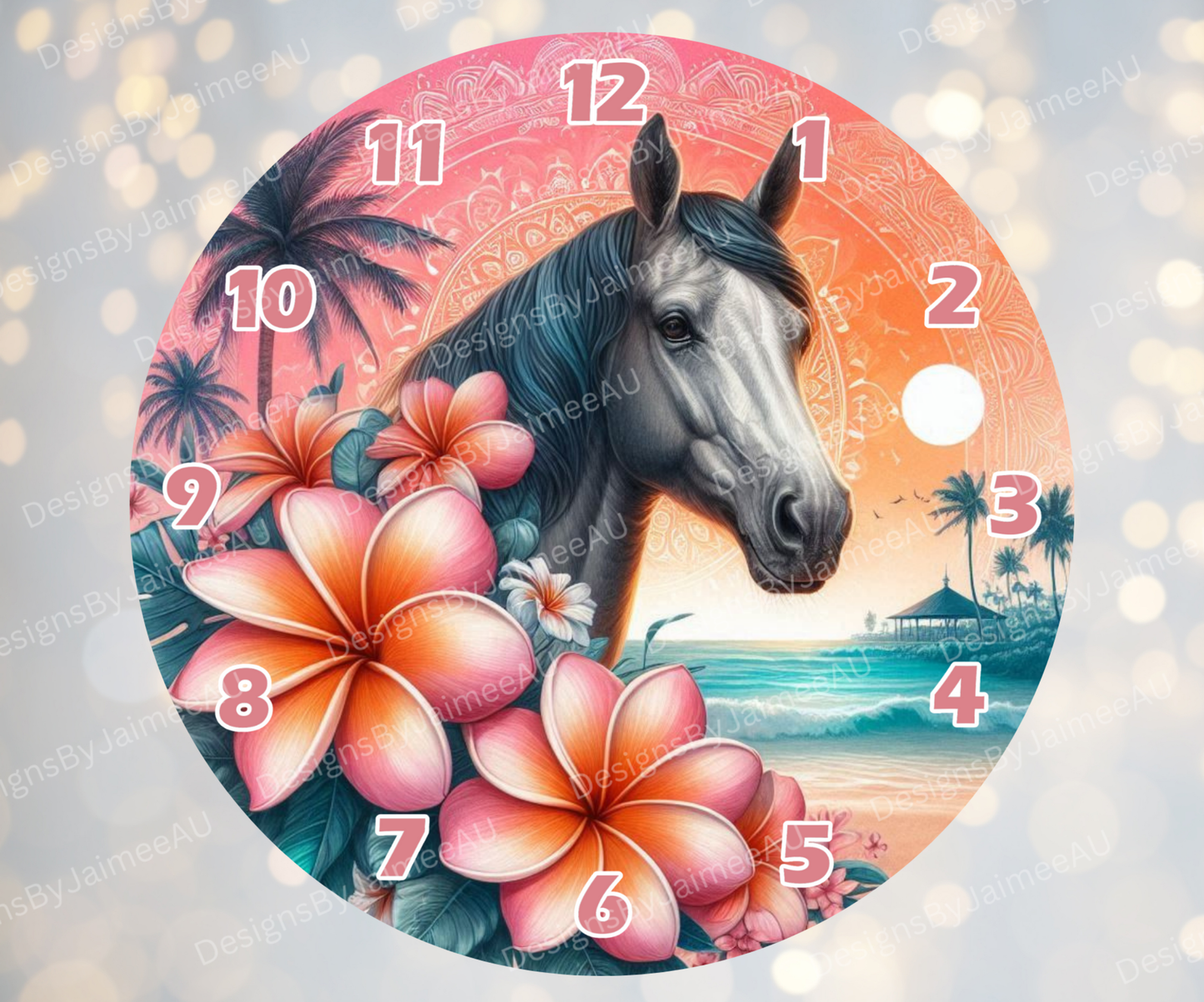 Summer Horse #2 Digital Sublimation Clock Design