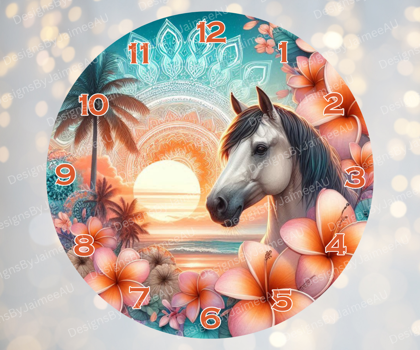 Summer Horse #1 Digital Sublimation Clock Design