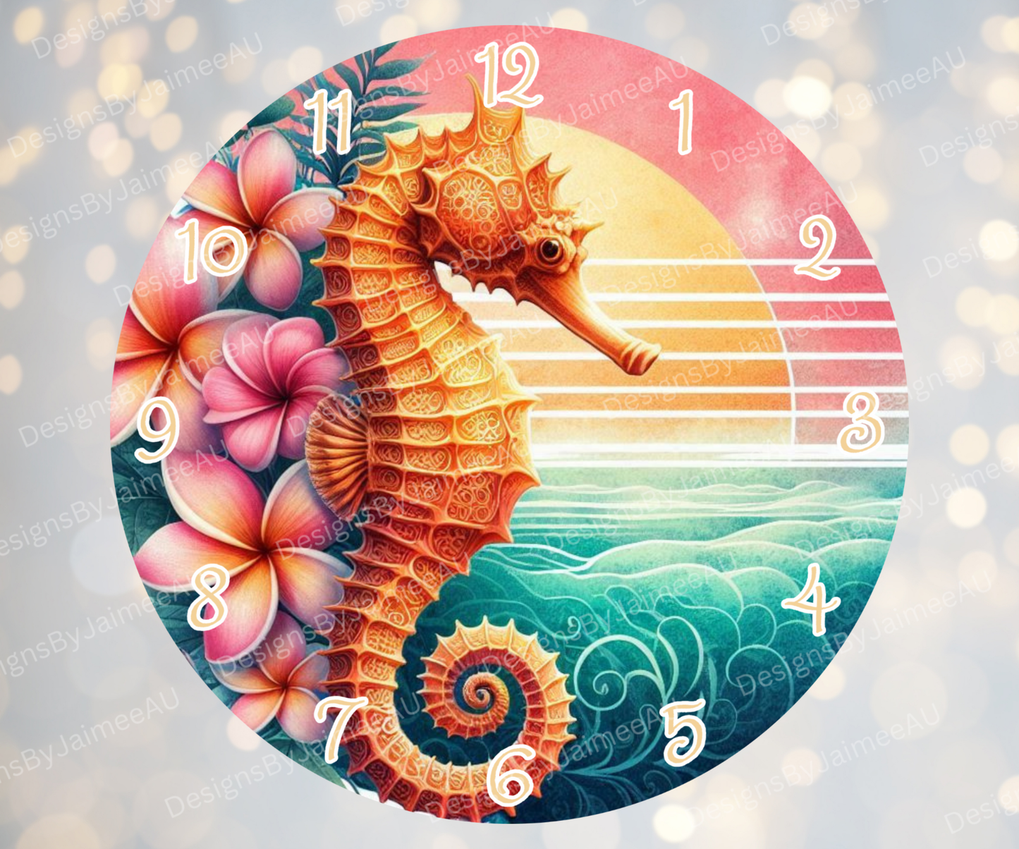 Summer Seahorse #2 Digital Sublimation Clock Design