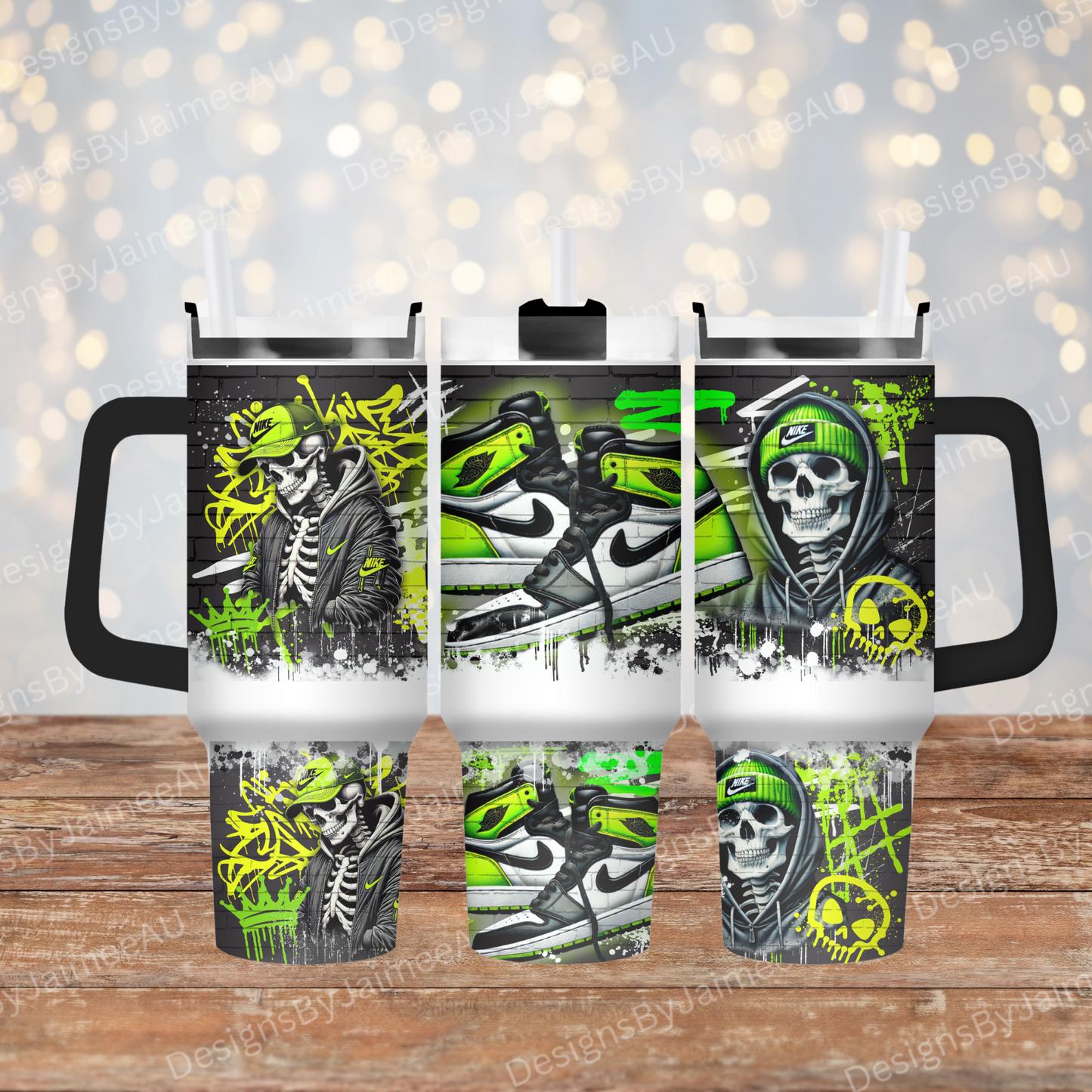 Graffiti Styled Skeleton- 40oz Digital Sublimation Tumbler Wrap
