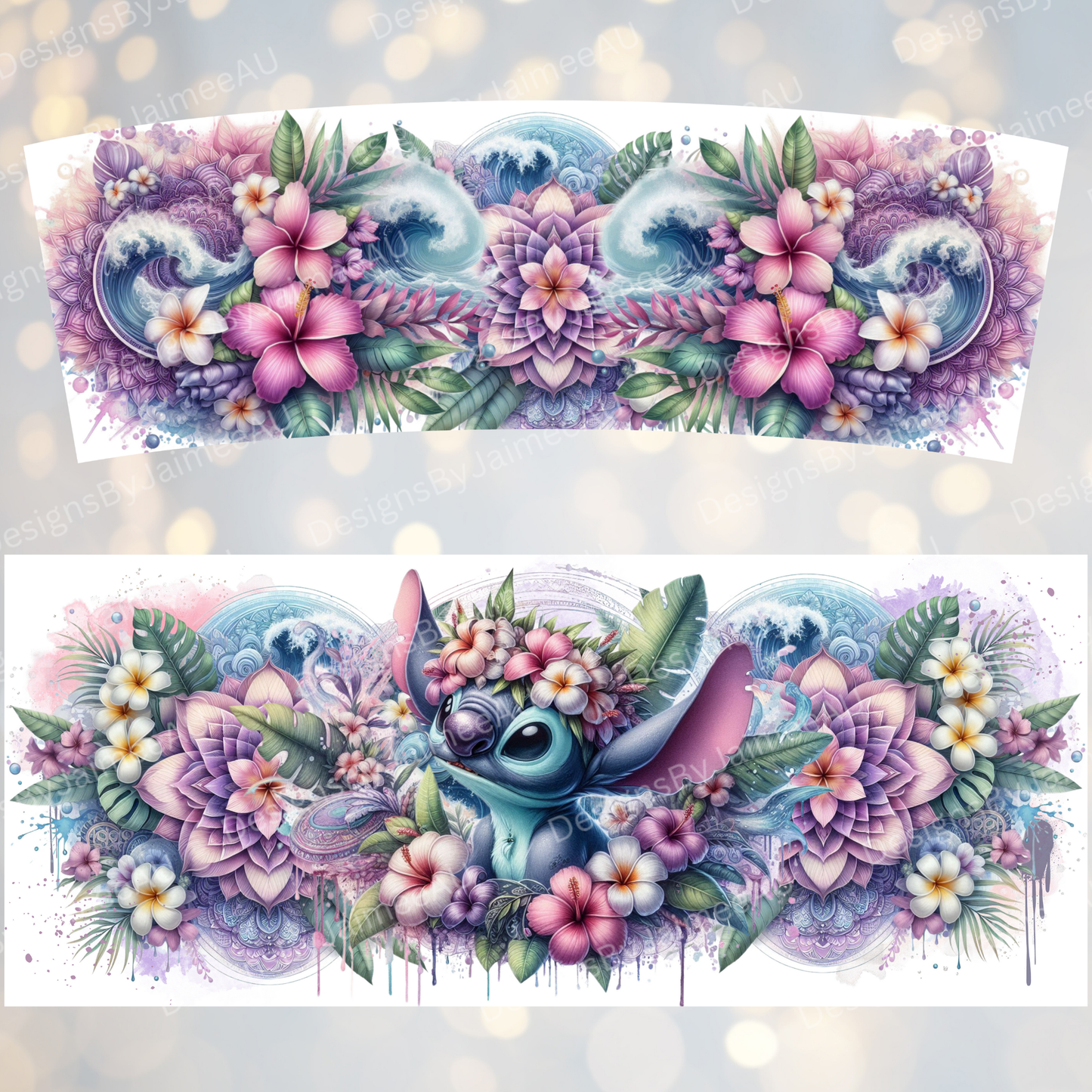 Tropical Stitch - Purple - Digital 30oz Sublimation Tumbler Wrap