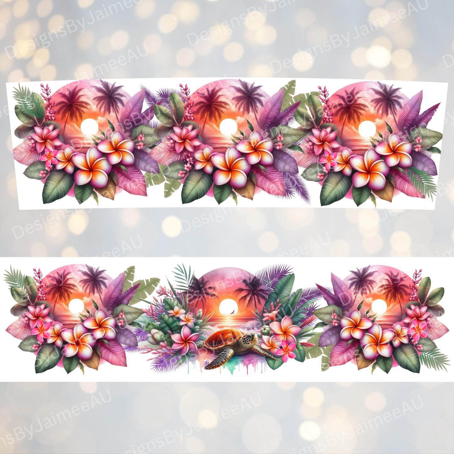Tropical Turtle - Digital 20oz Tumbler with Handle Wrap Design