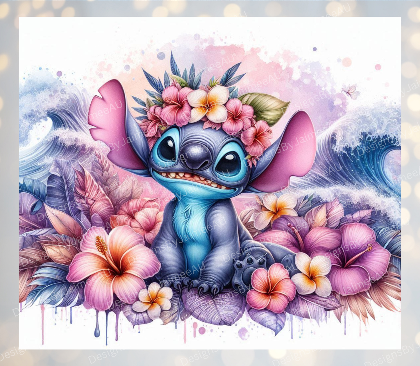 Pastel Purples and Pink Tropical Stitch #2 Digital 20oz Sublimation Tumbler Wrap