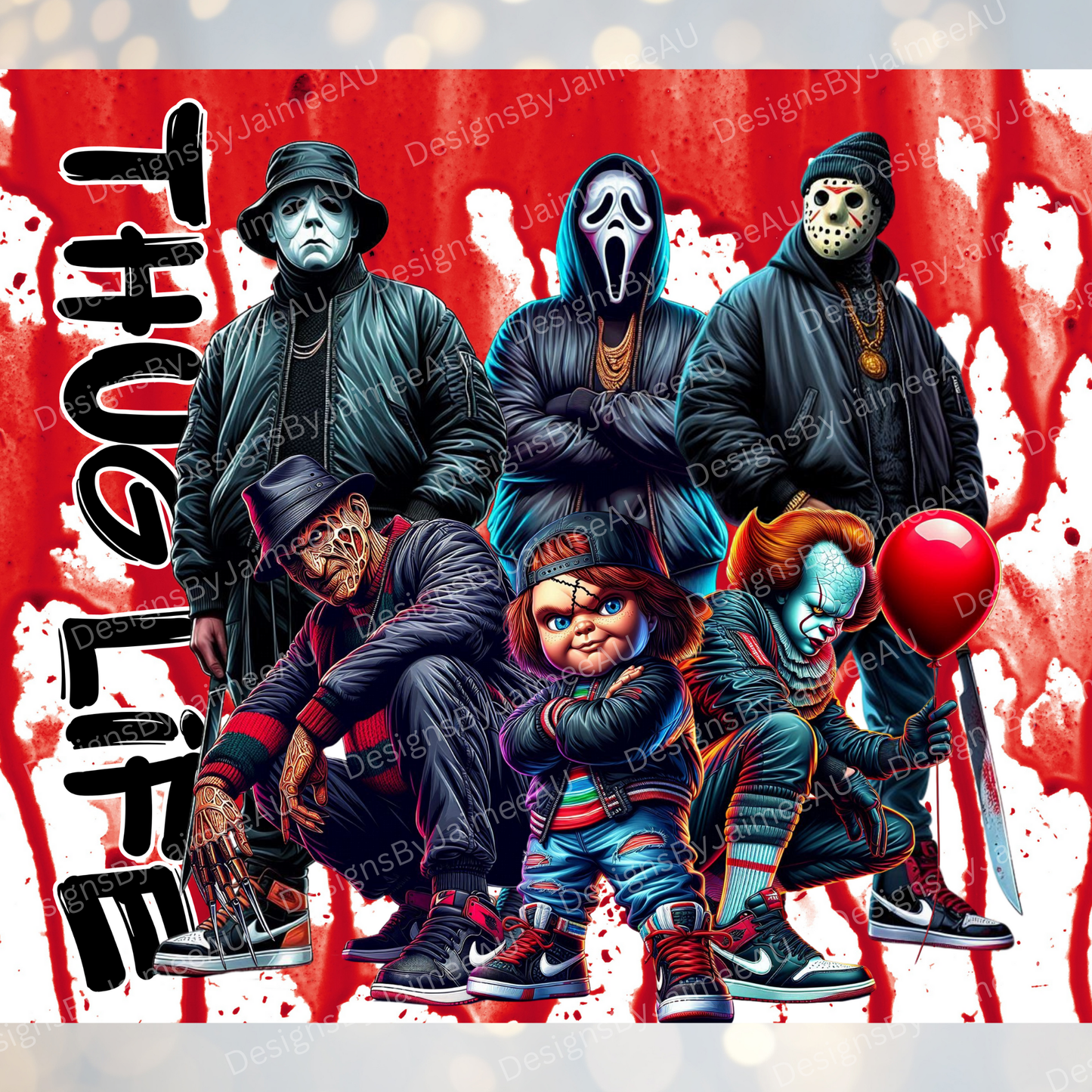 "Thug Life" Hip Hop Horror Characters Digital 20oz Sublimation Tumbler Wrap