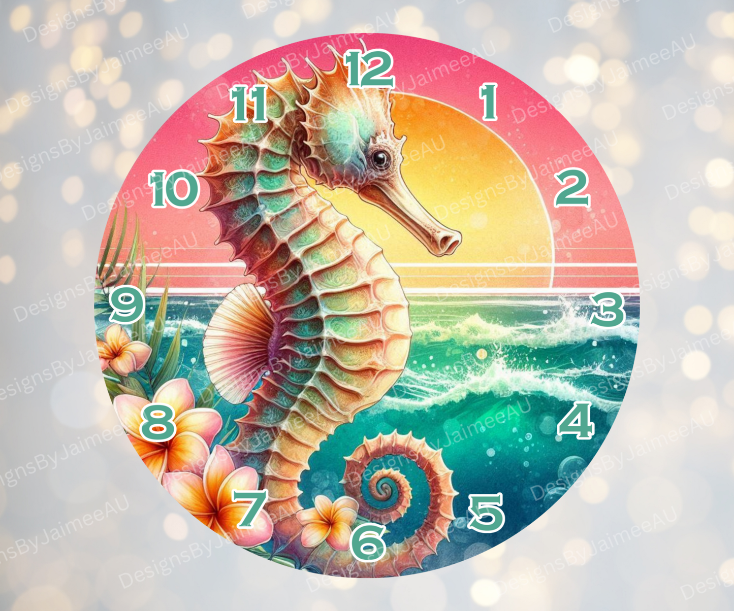 Summer Seahorse #1 Digital Sublimation Clock Design
