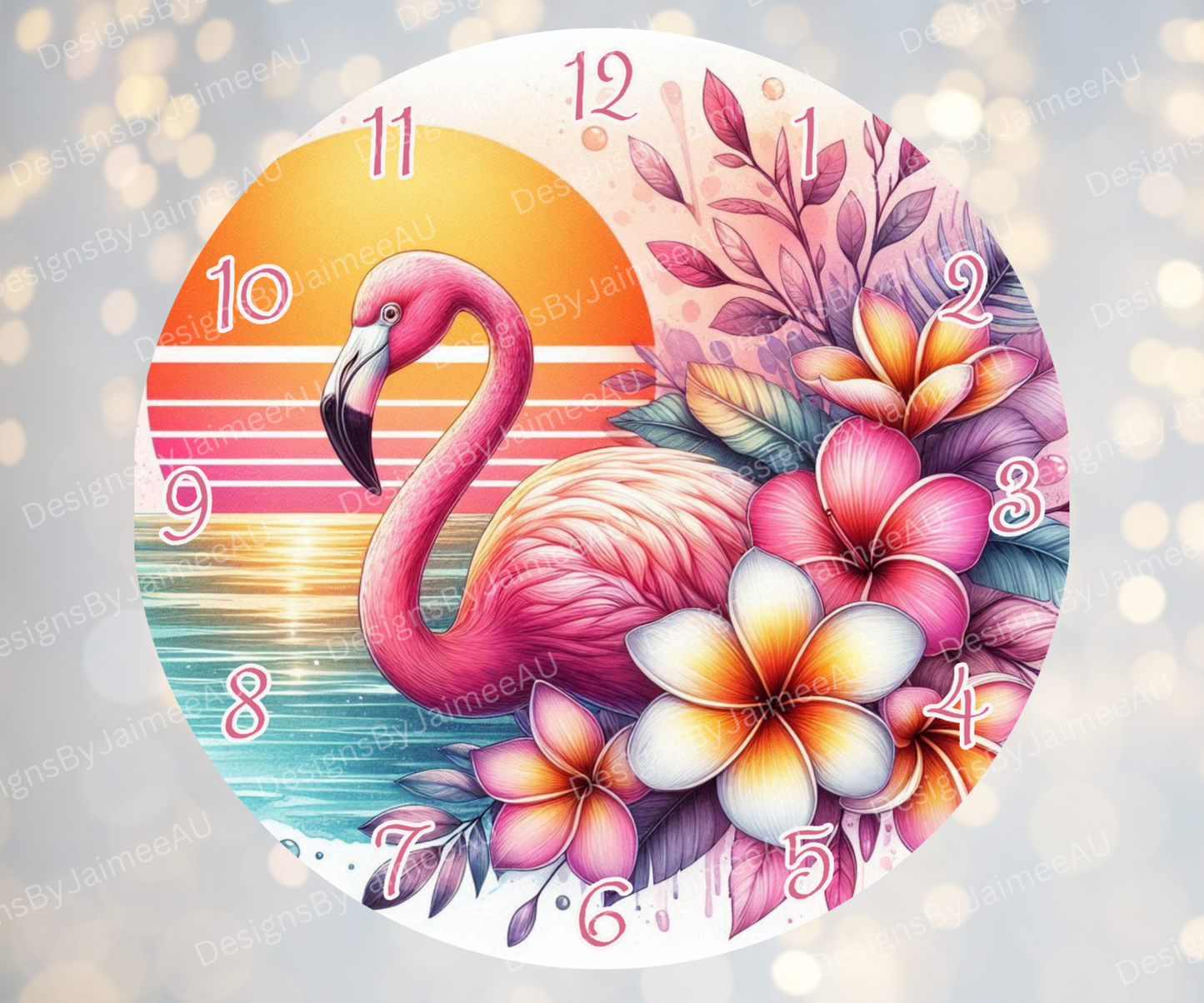 Summer Flamingos #2 Digital Sublimation Clock Design