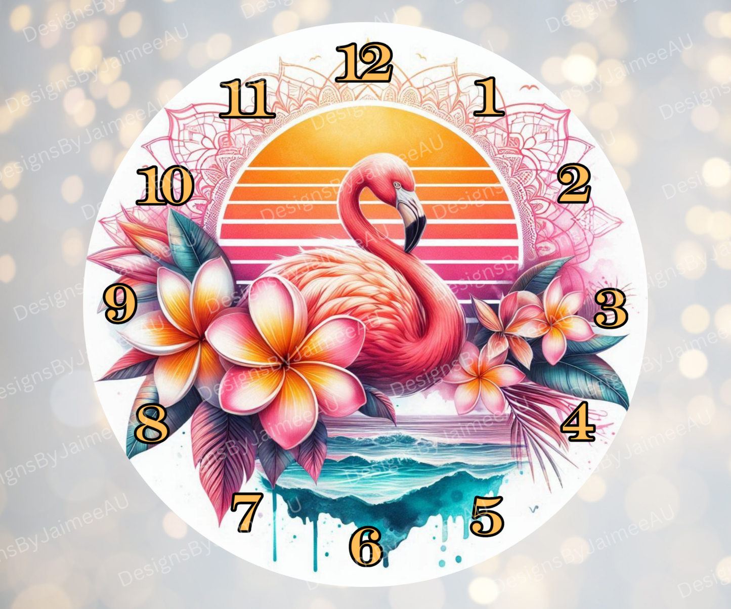 Summer Flamingos #1 Digital Sublimation Clock Design