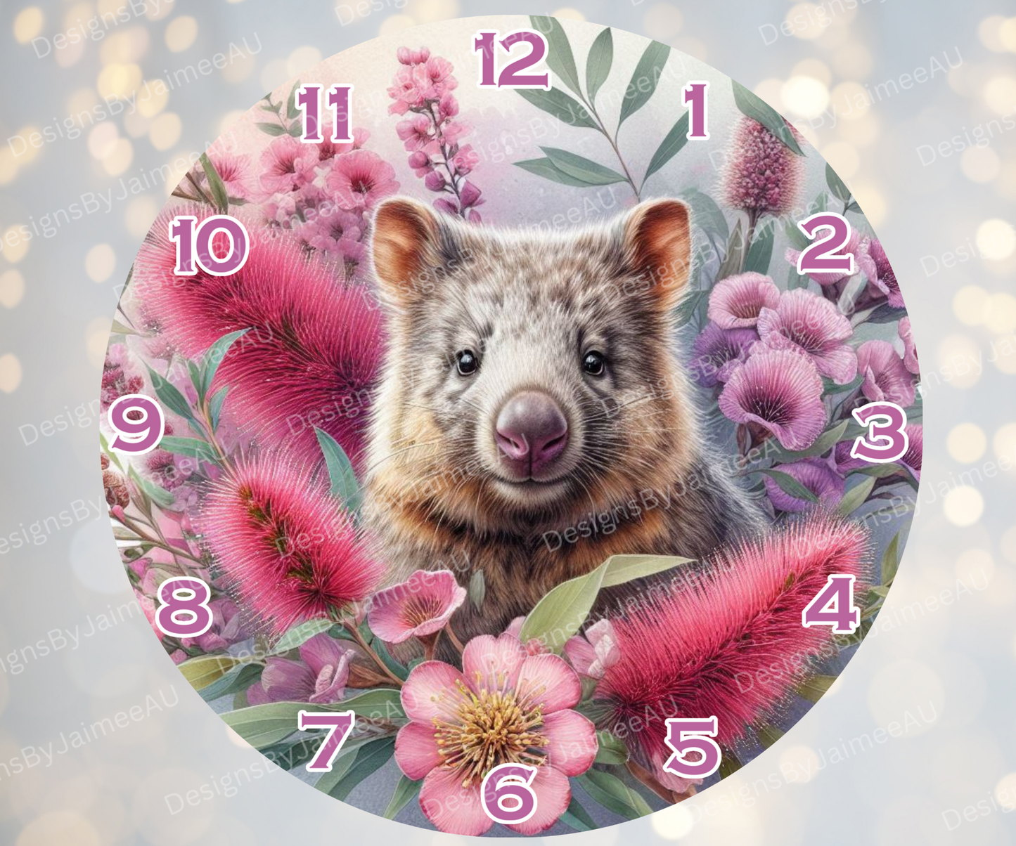 Wombat and Aussie Native #1 Digital Sublimation Clock Design