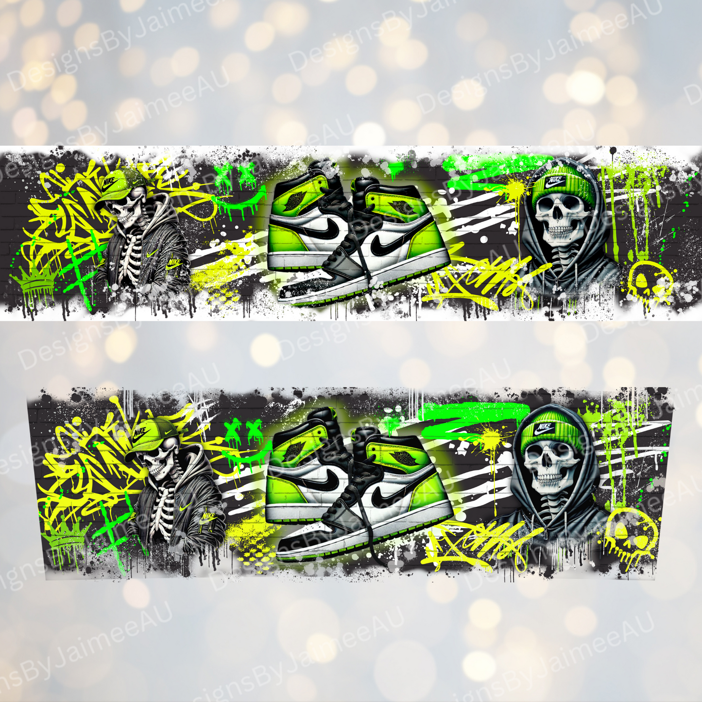 Graffiti Styled Skeleton- Digital 20oz Tumbler with Handle Wrap Design