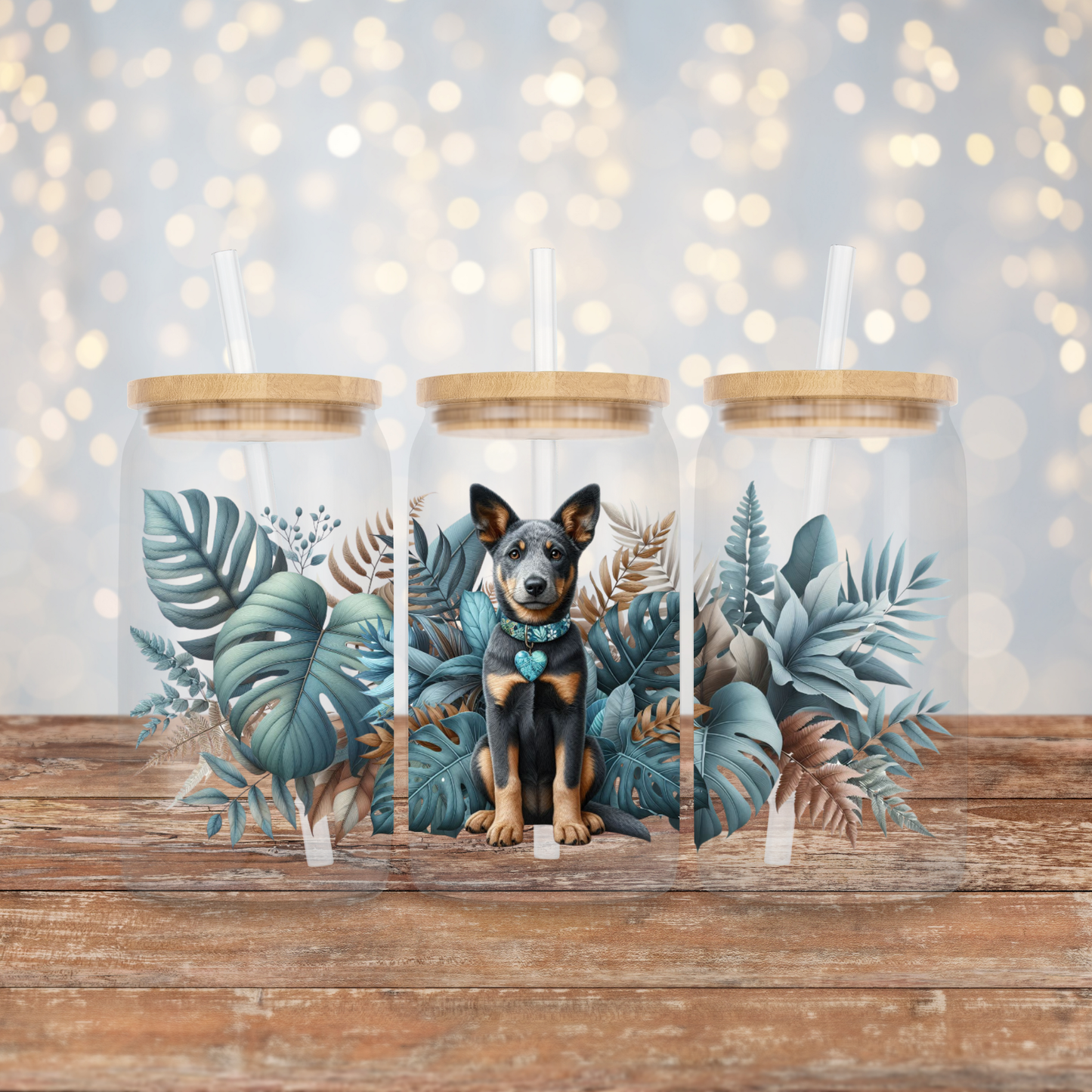 Kelpie, Teal and Browns Earthy Tropical Vibes Digital Download 16oz UV DTF Transfer Wrap PNG Image