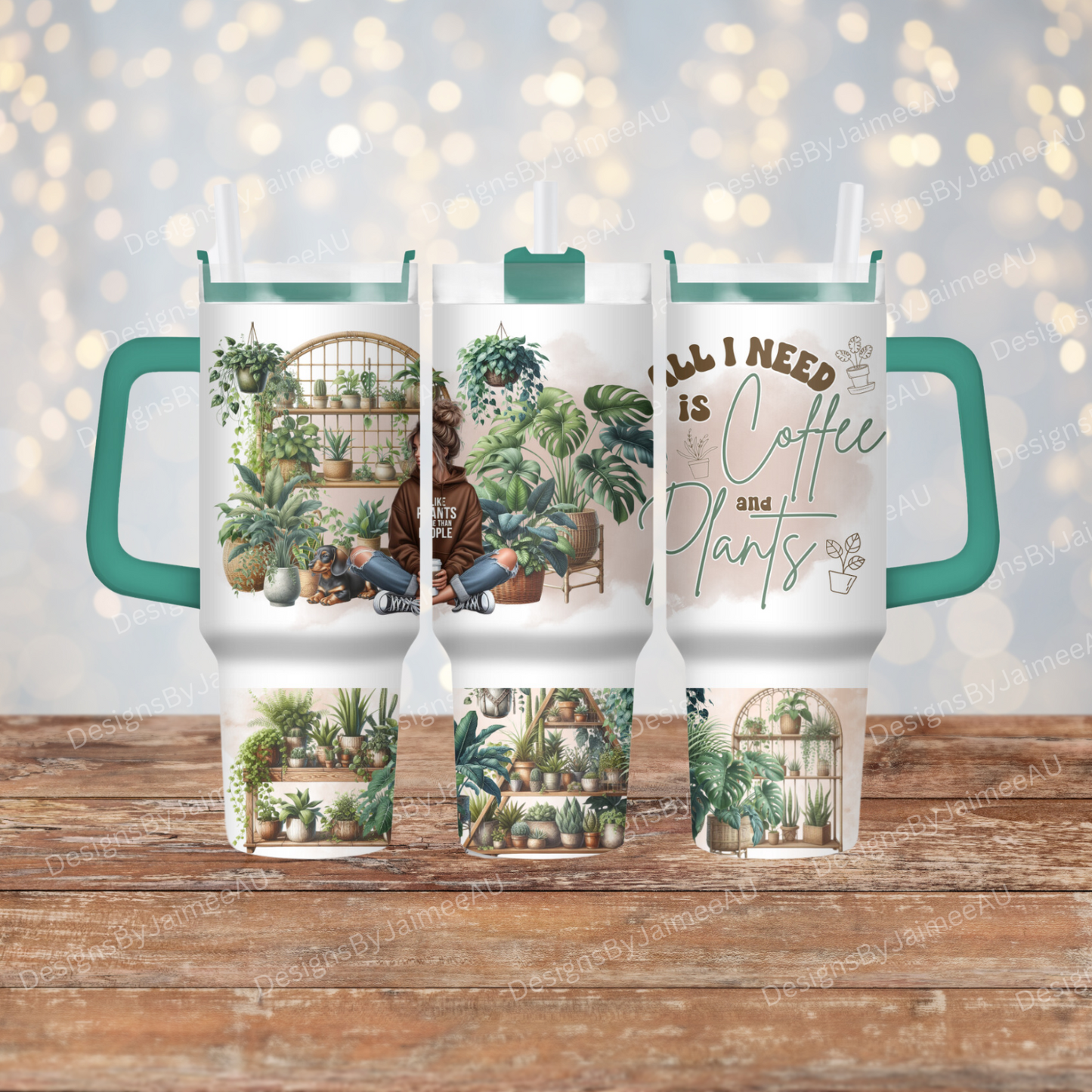 Crazy Plant Lady "All I Need is Coffee and Plants" Daily Affirmations 40oz Digital Sublimation Tumbler Wrap