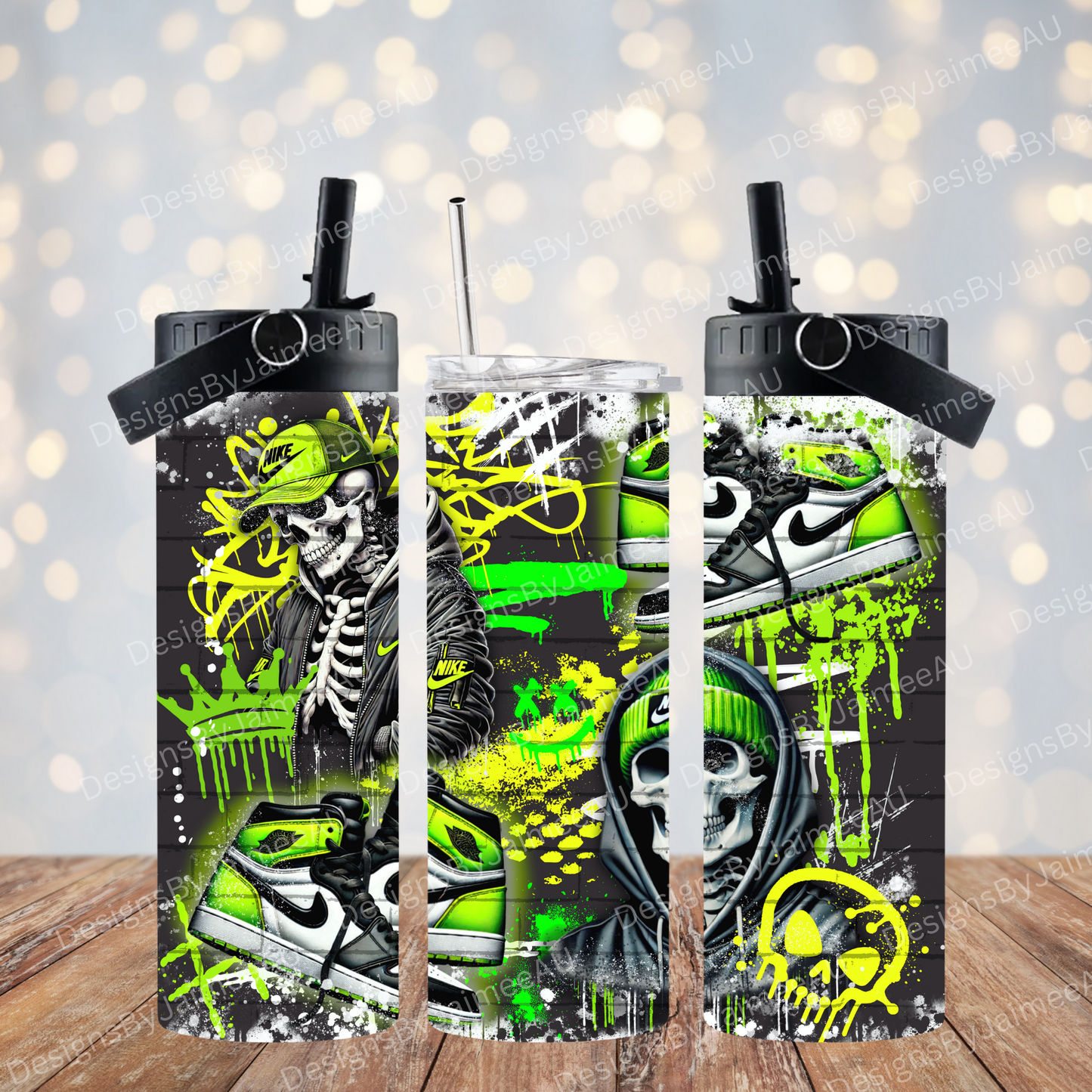 Graffiti Styled Skeleton - Digital 20oz Sublimation Tumbler Wrap