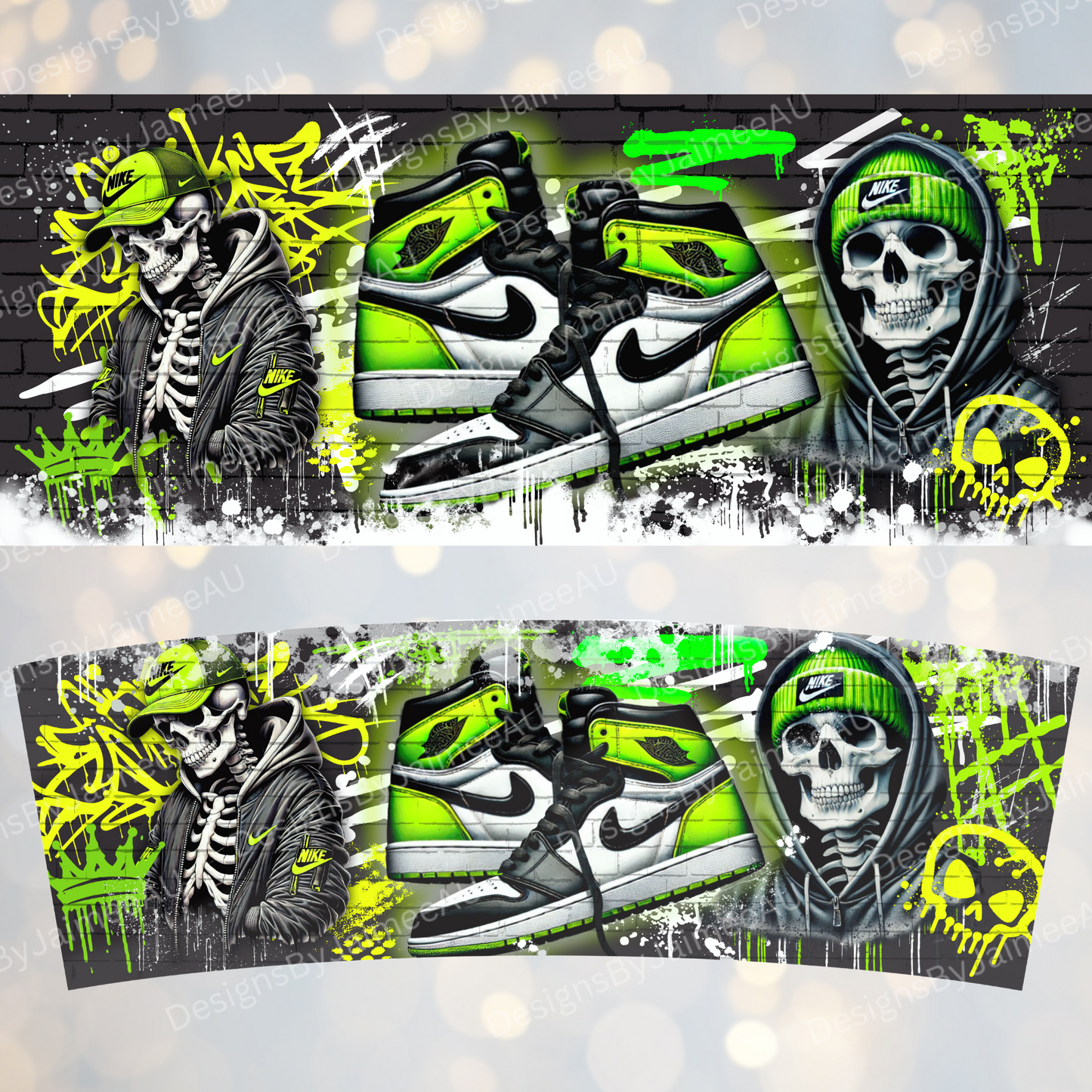 Graffiti Styled Skeleton- 40oz Digital Sublimation Tumbler Wrap