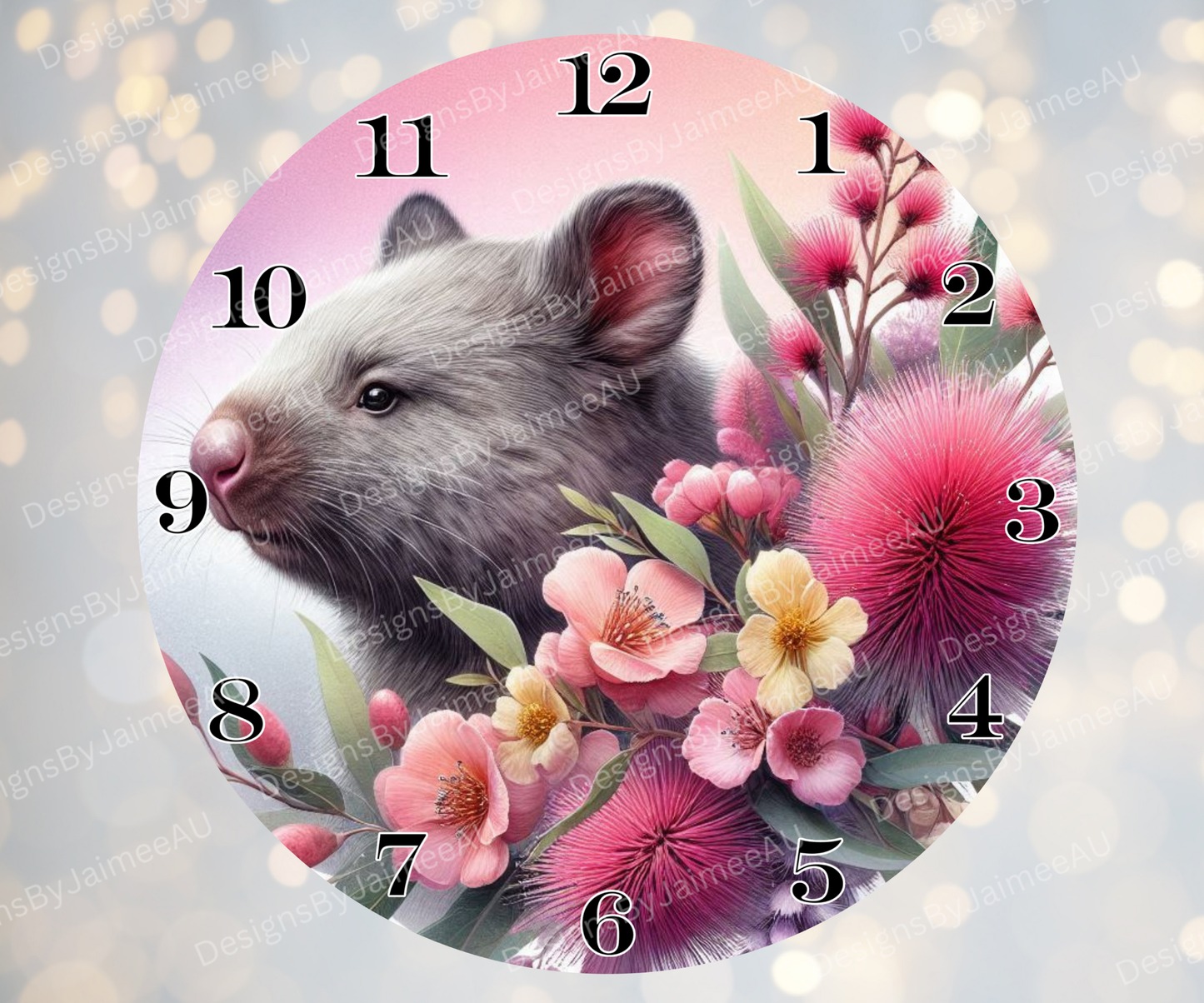 Wombat and Aussie Native #2 Digital Sublimation Clock Design