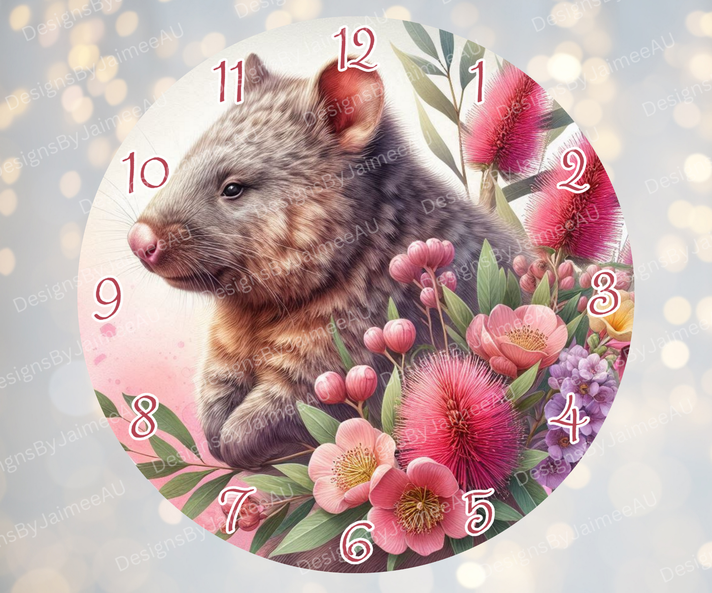 Wombat and Aussie Native #3 Digital Sublimation Clock Design