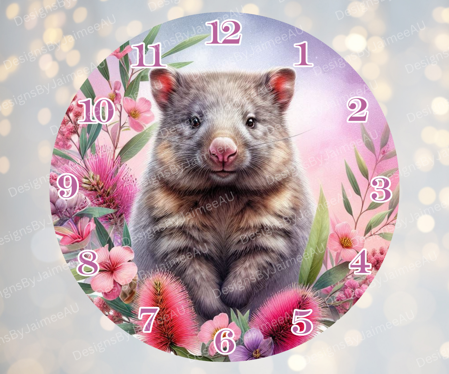 Wombat and Aussie Native #4 Digital Sublimation Clock Design