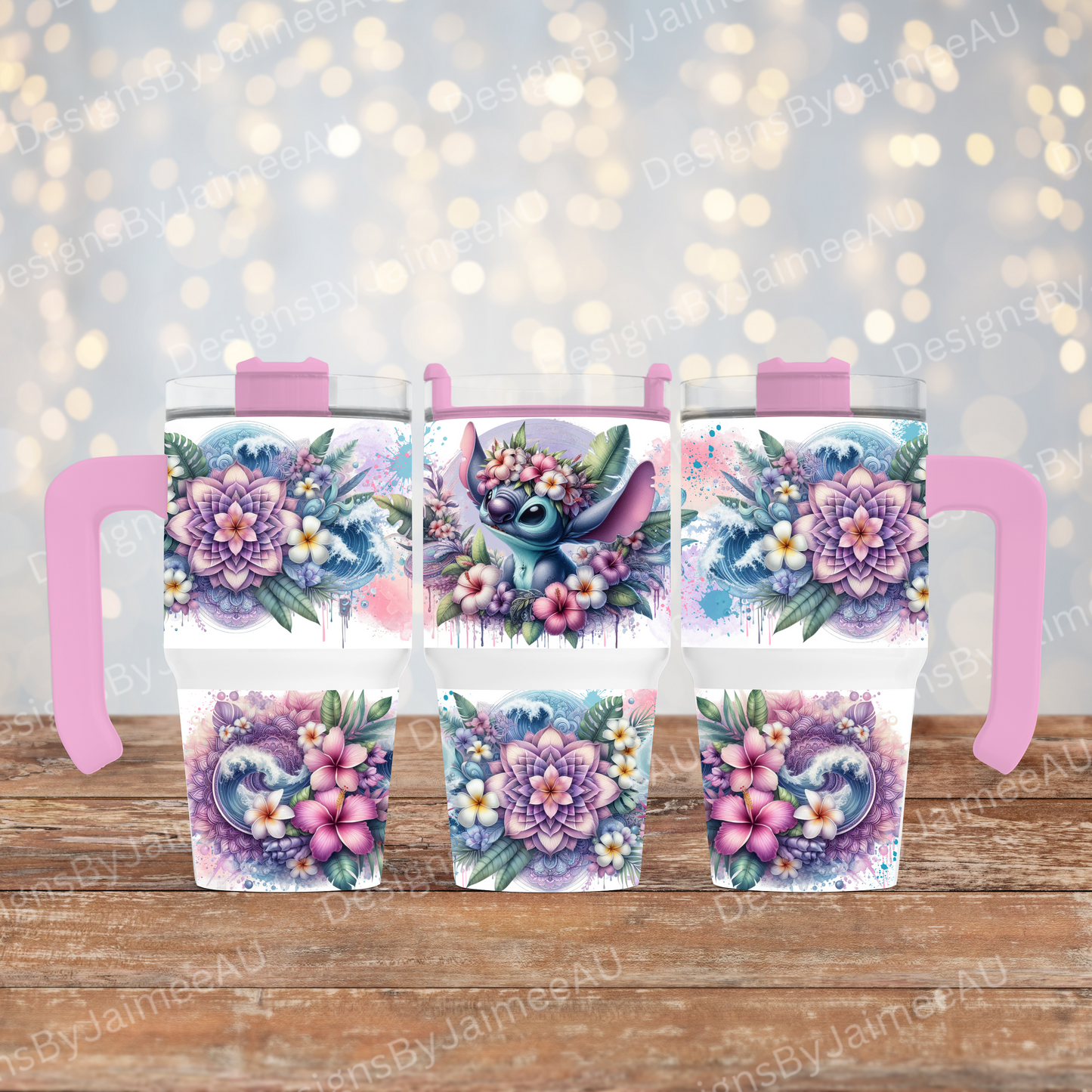 Tropical Stitch 1- Digital 20oz Tumbler with Handle Wrap Design