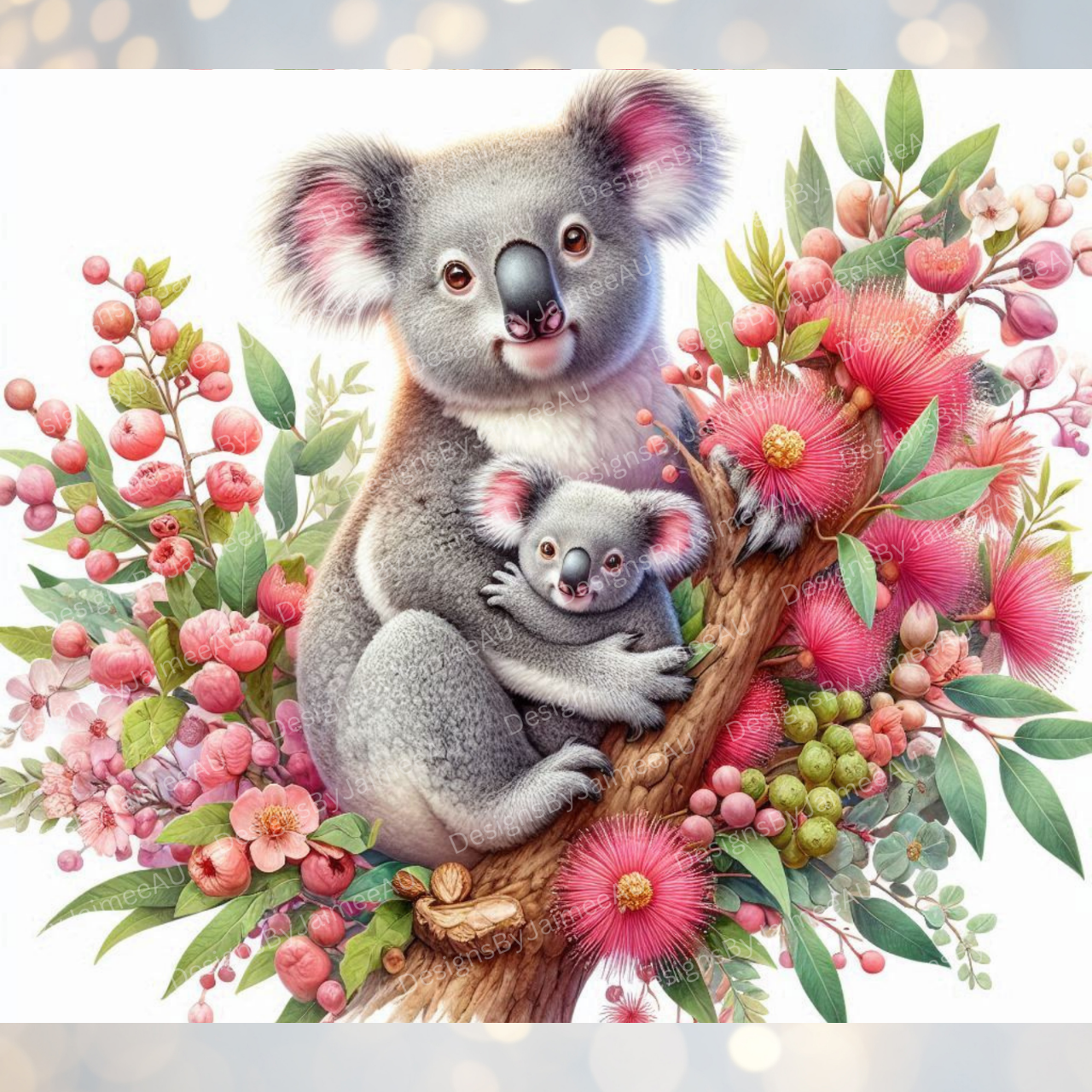 Watercolour Mama Koala Digital 20oz Sublimation Tumbler Wrap