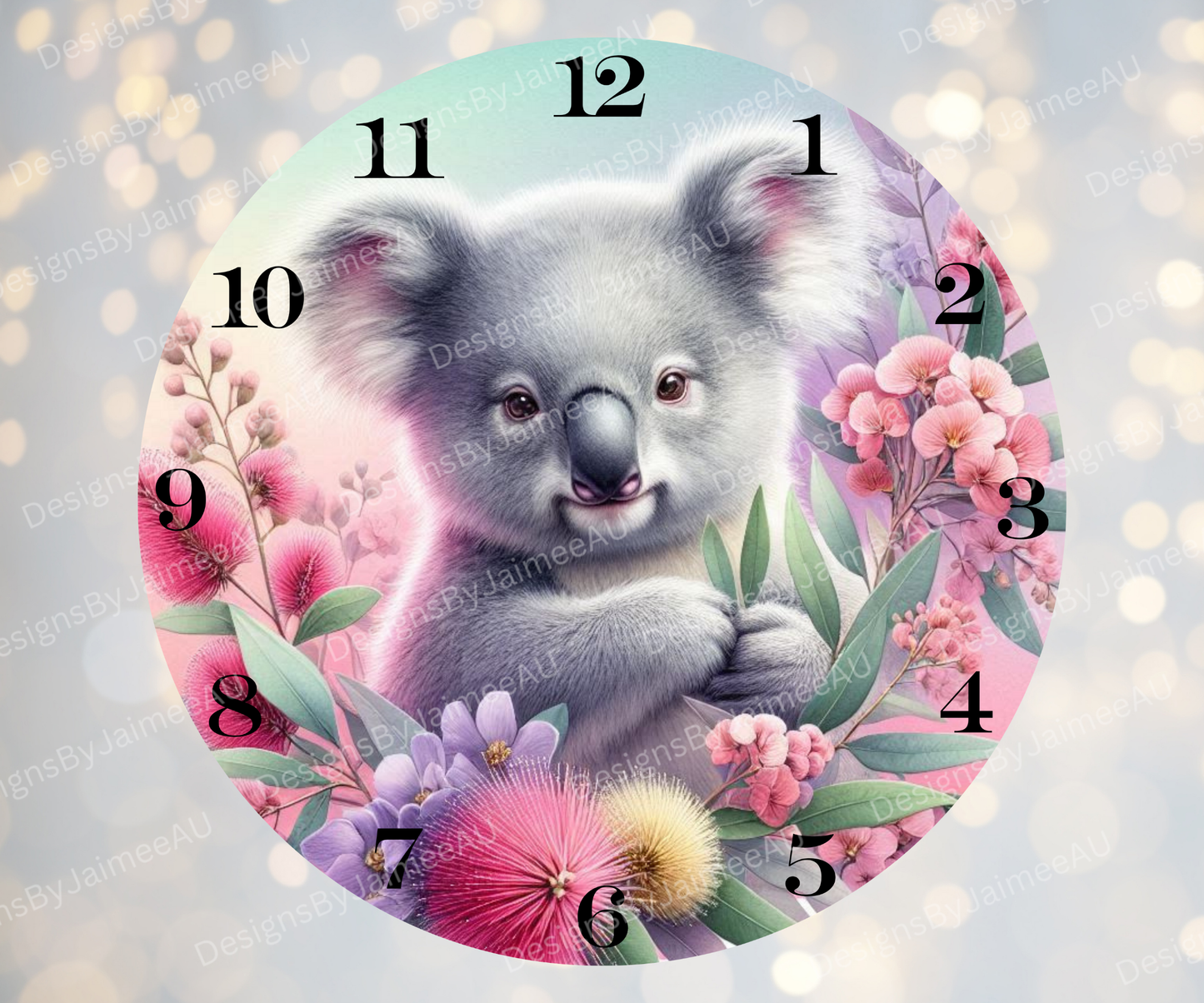 Koala and Aussie Native #5 Digital Sublimation Clock Design