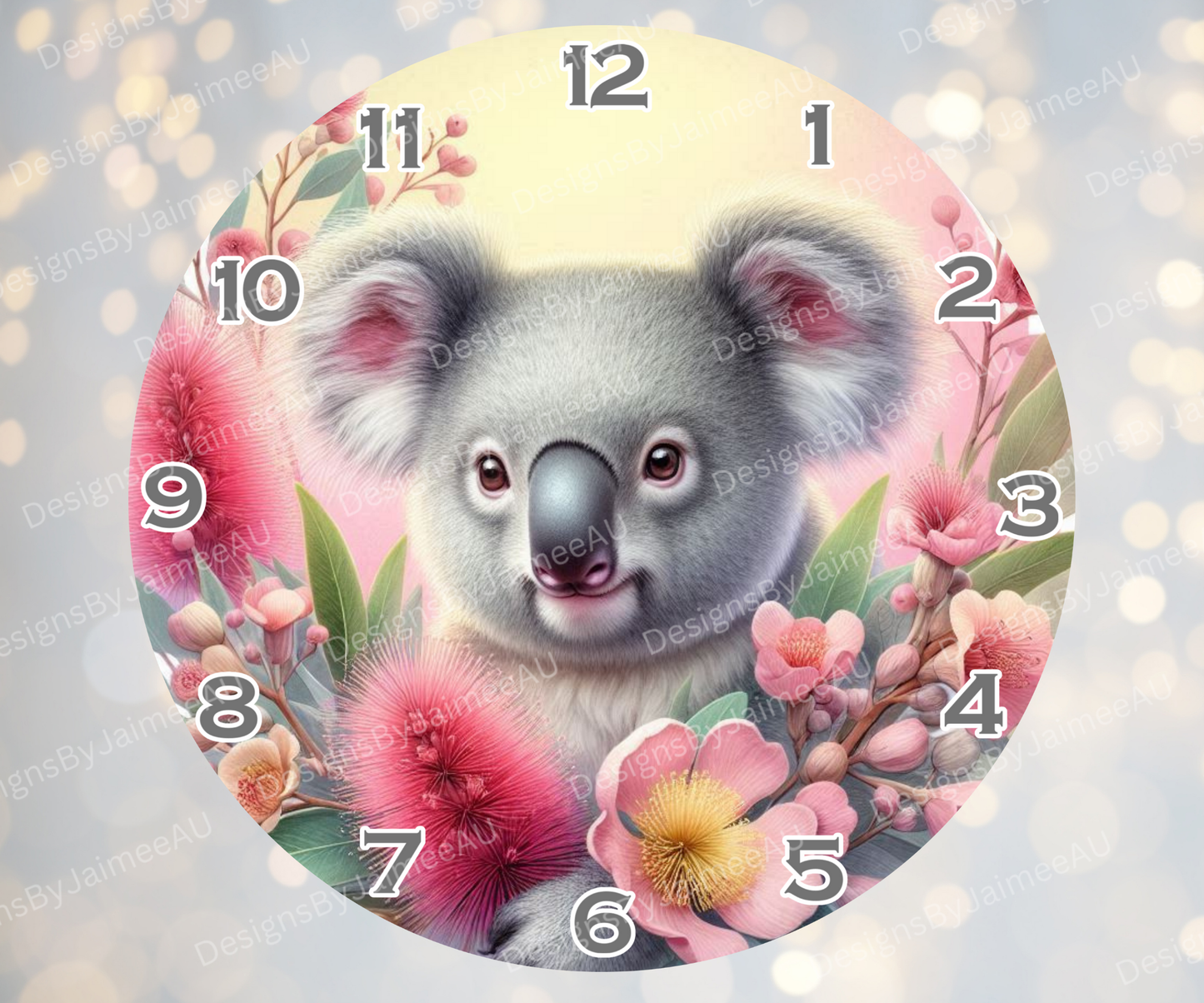Koala and Aussie Native #6 Digital Sublimation Clock Design
