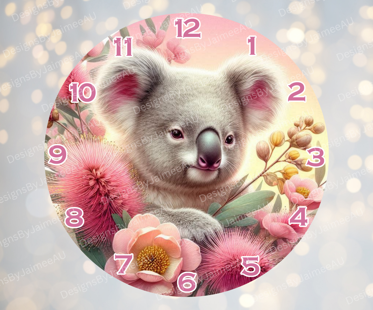 Koala and Aussie Native #8 Digital Sublimation Clock Design