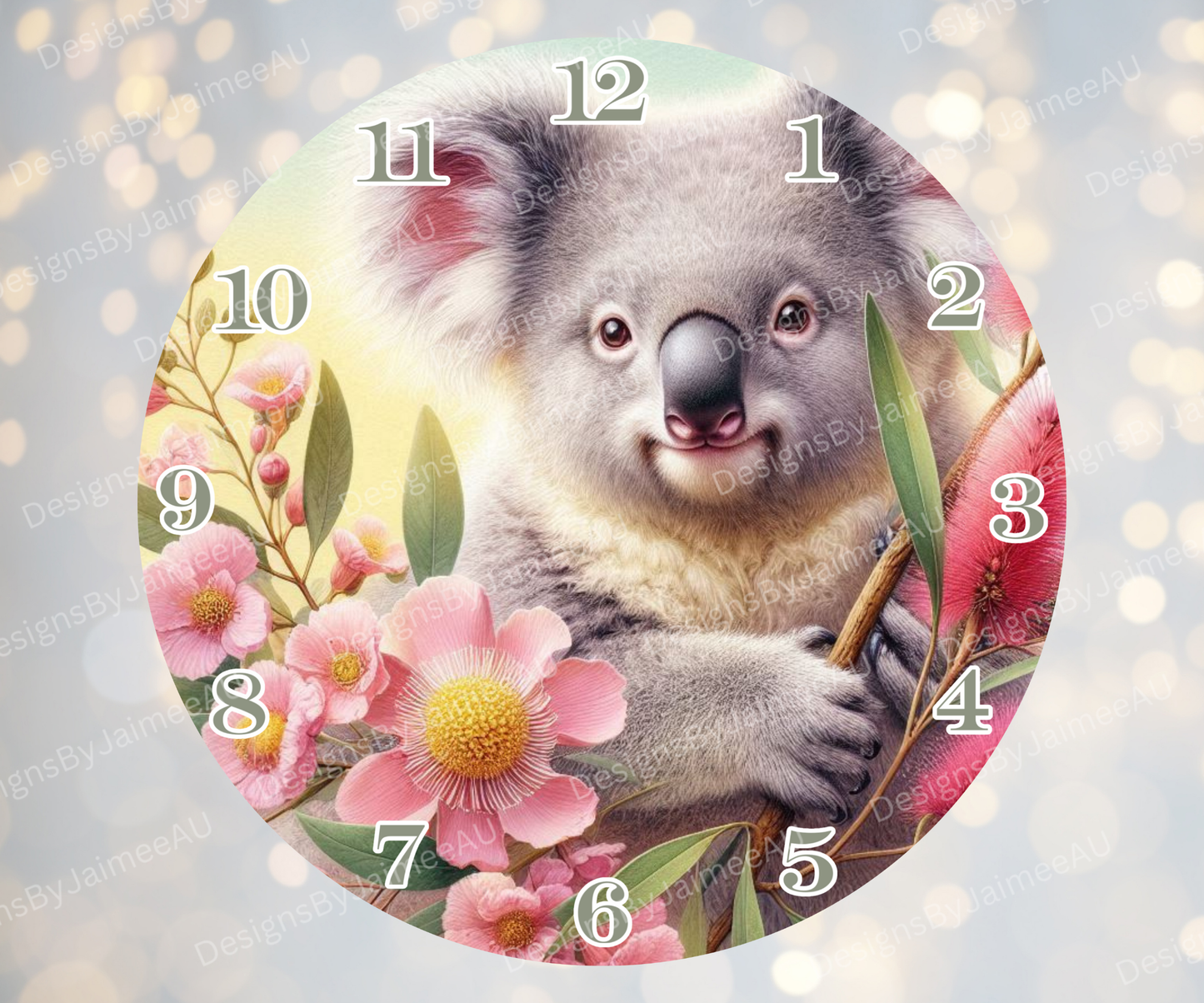 Koala and Aussie Native #7 Digital Sublimation Clock Design